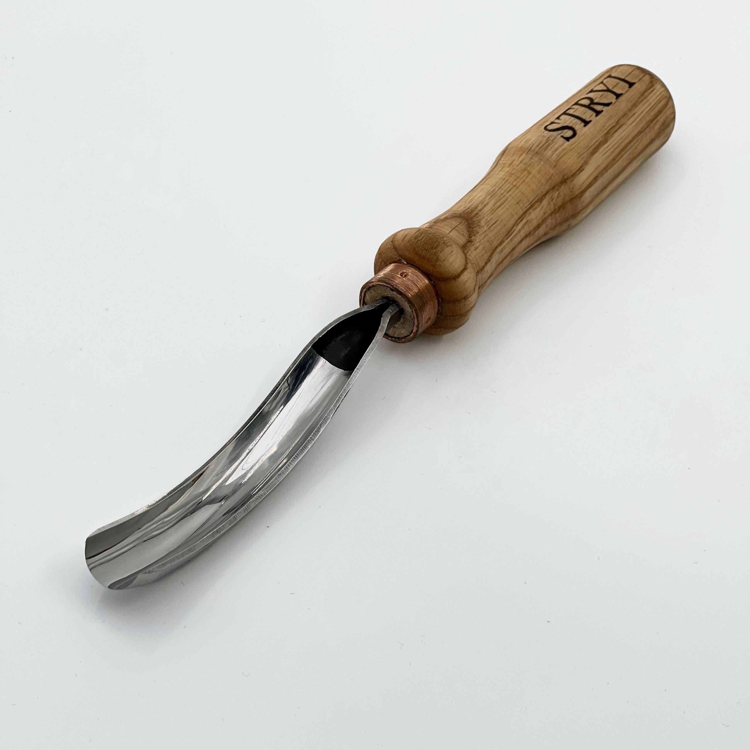 Gouge long bent chisel, #9 profile, woodcarving tools STRYI Profi