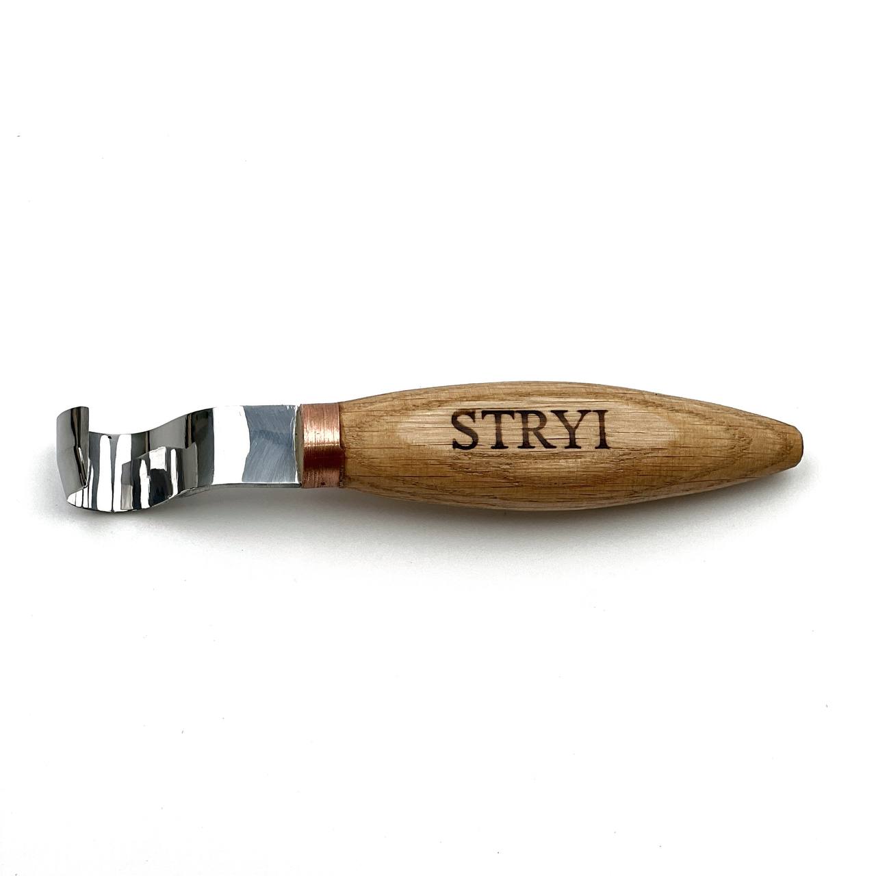 Löffelschale und Kuksa Schnitzhakenmesser 20mm STRYI Profi, Hakenmesser, Löffelschnitzwerkzeug