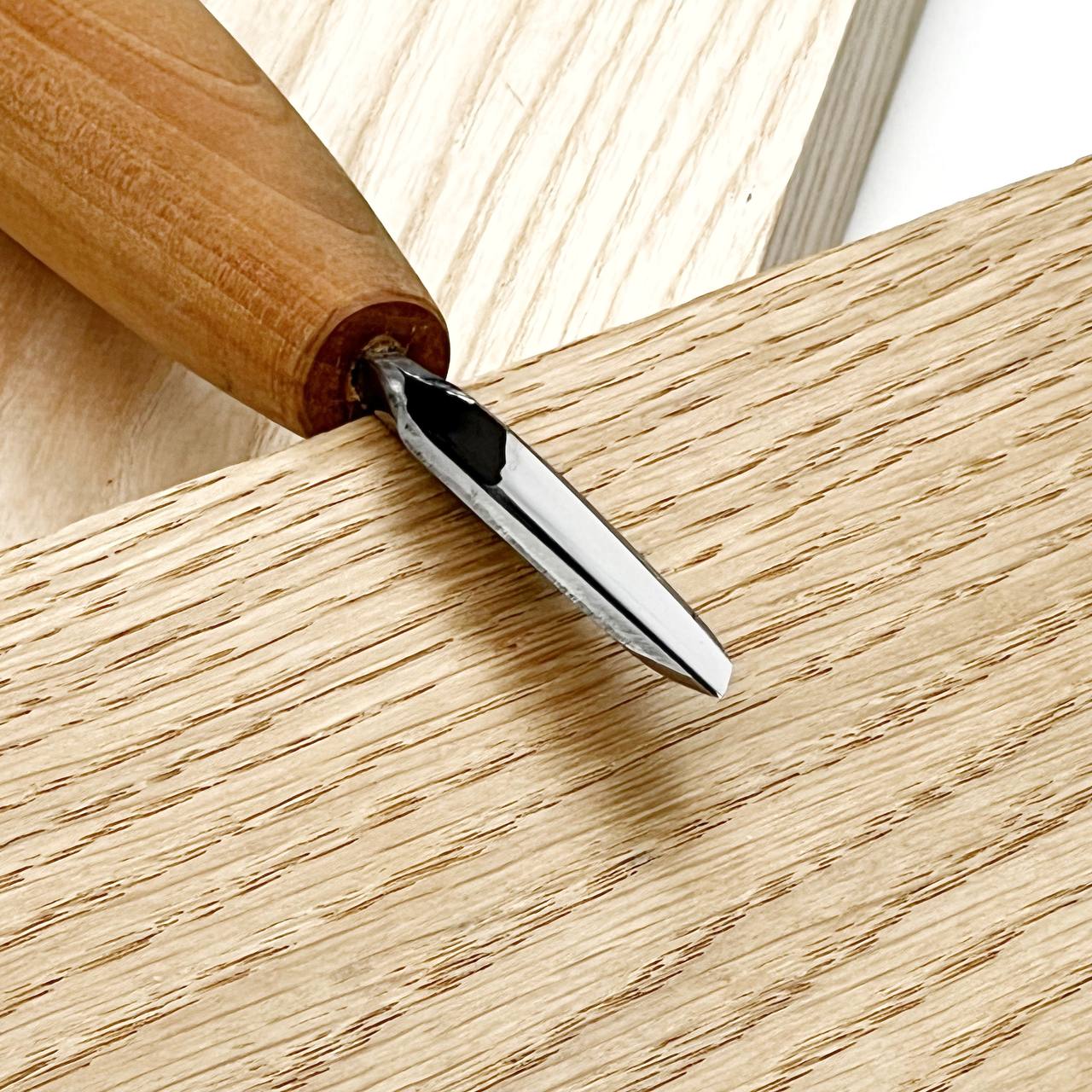 V-parting tool, Short chisel skewed STRYI-AY Profi for carving, V-shaped chisel