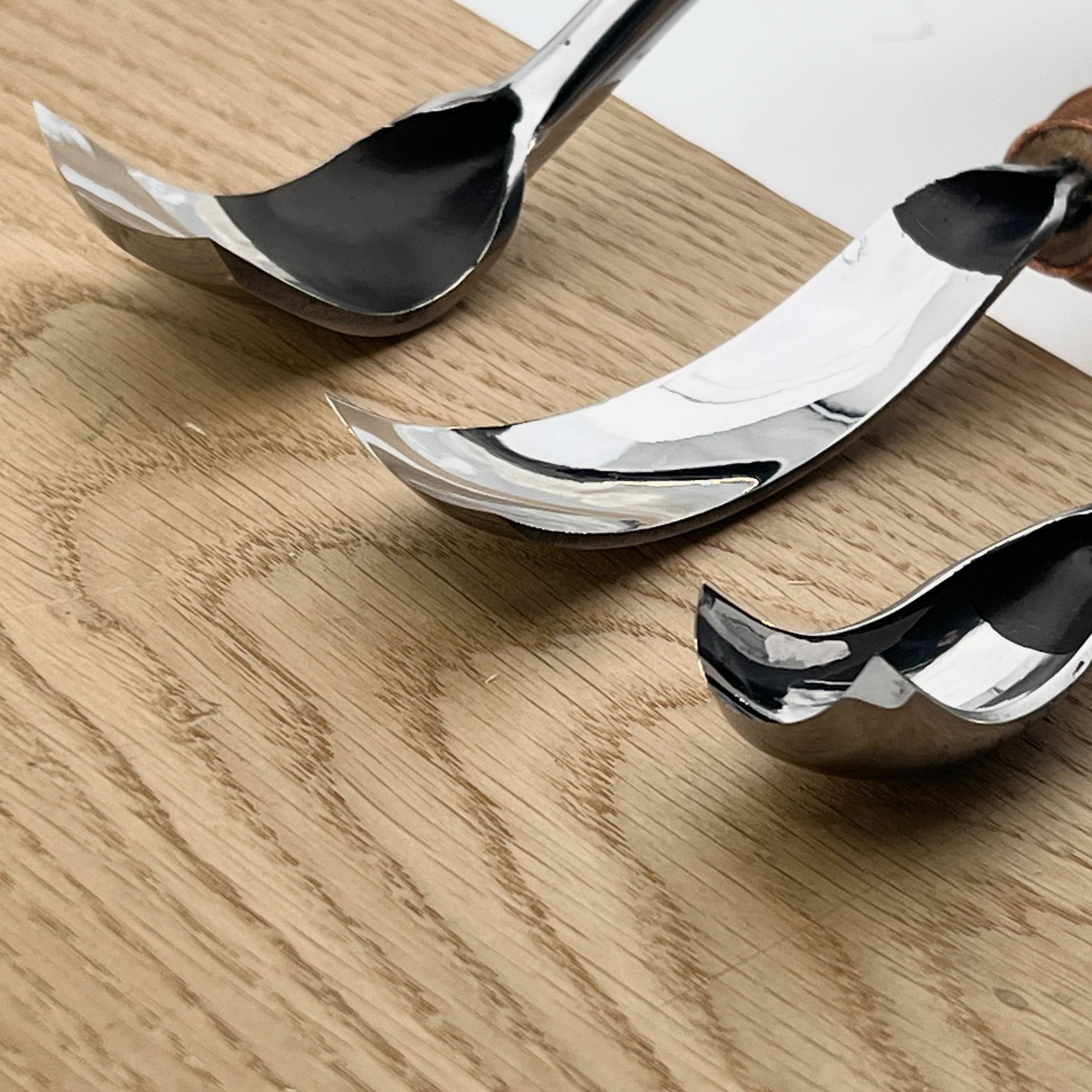 Set of 3 Bent Gouges STRYI Profi for Spoon &Bowl Carving