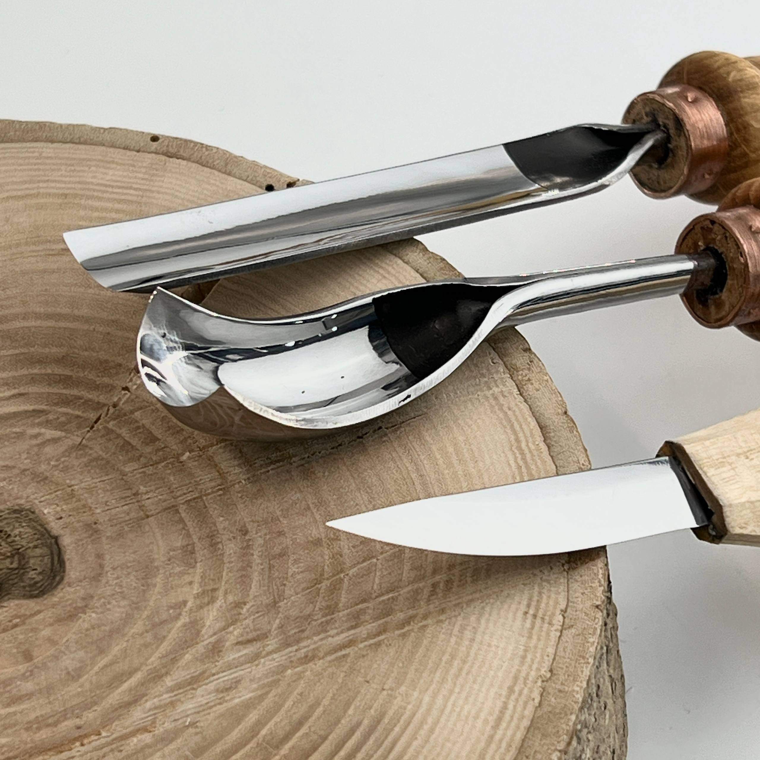 Kuksa, Spoon and cup Carving tools set 3pcs, STRYI Profi, Bowl gouge, Kuksa carving, Spoon making