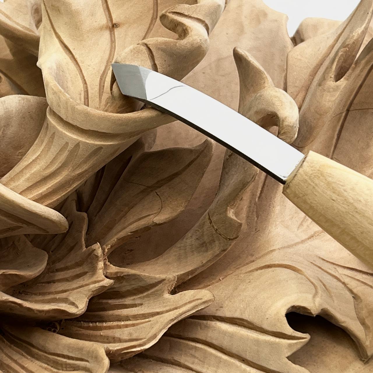 Bent Skew Chisel for Precision Wood Carving, Skewed knifr for 3D carving and detailed carving