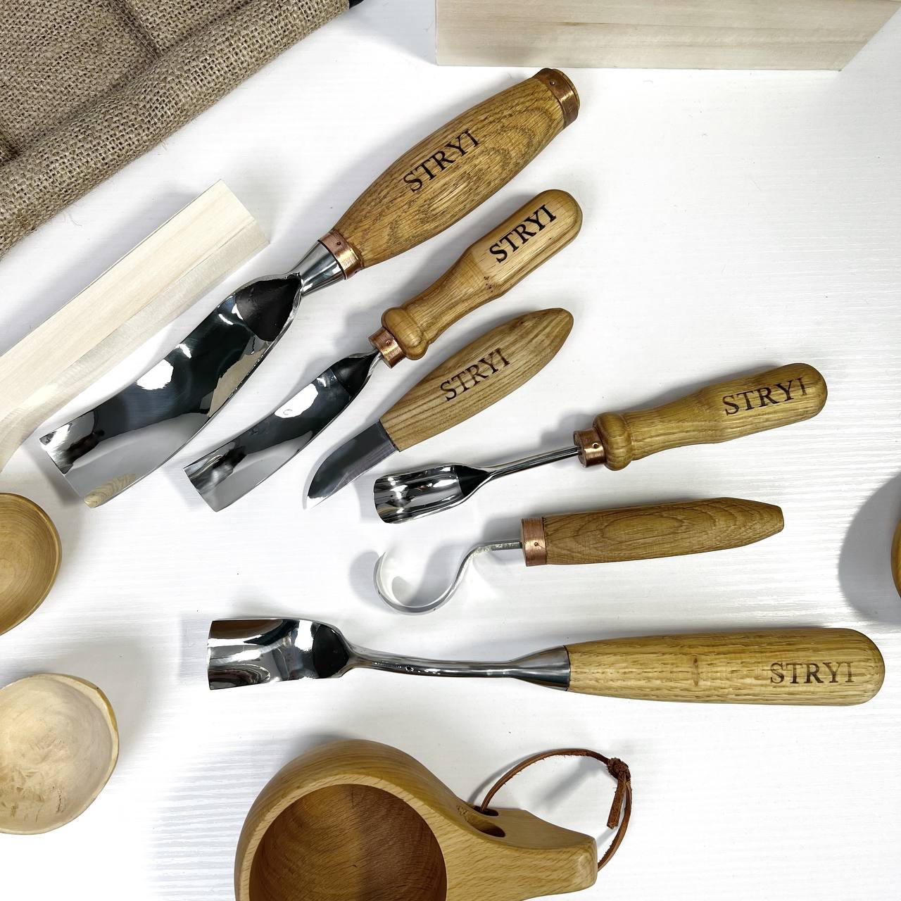 Bowl carving kit 6 pcs STRYI Profi, Bowl Gouges set, Spoon carving tools