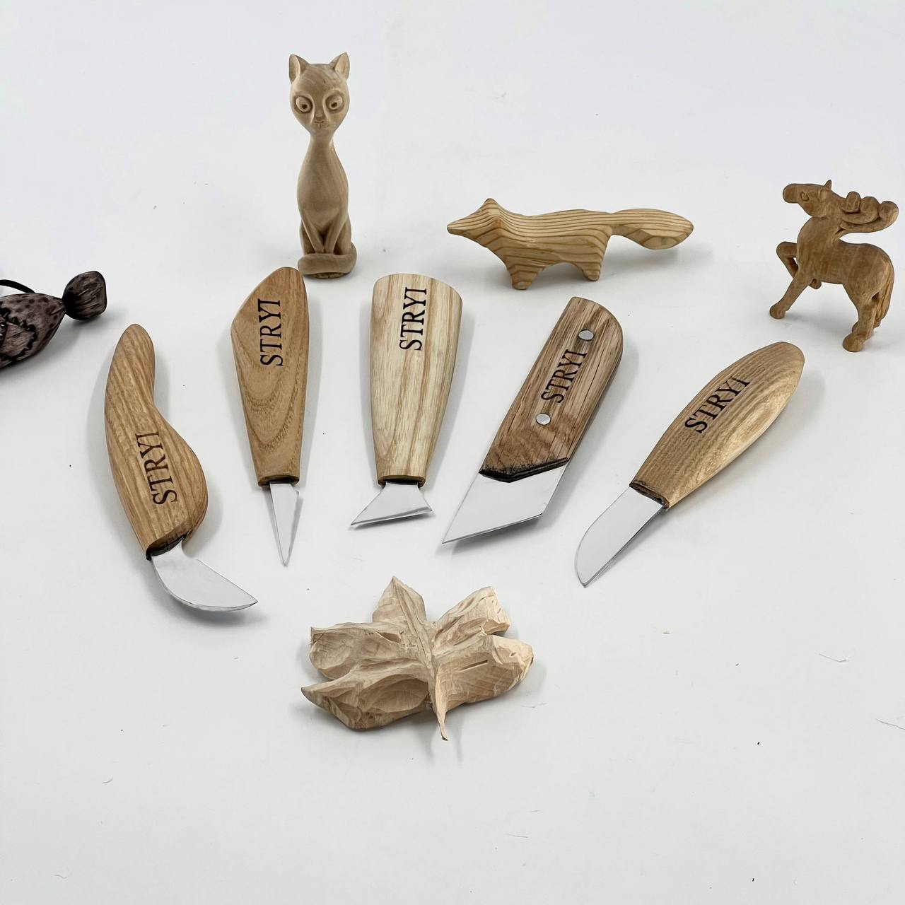 Juego de cuchillos para tallar madera, 5 piezas en estuche de lona STRYI