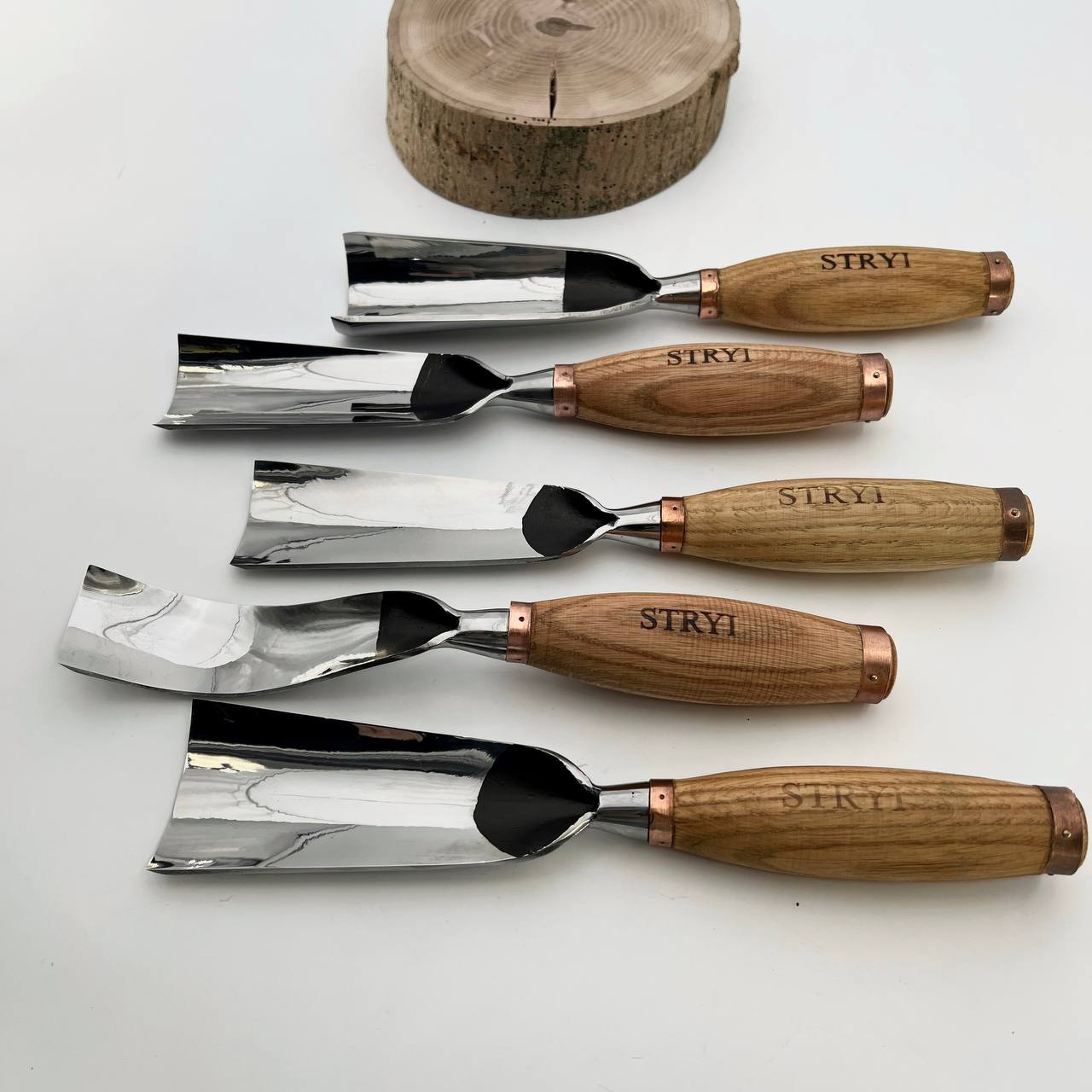 Sculpture tools set STRYI Profi 5pcs, Wood carving kit of Heavy-duty chisels, Sculpture gouges, Forged hand tools for Sculpting woodworking