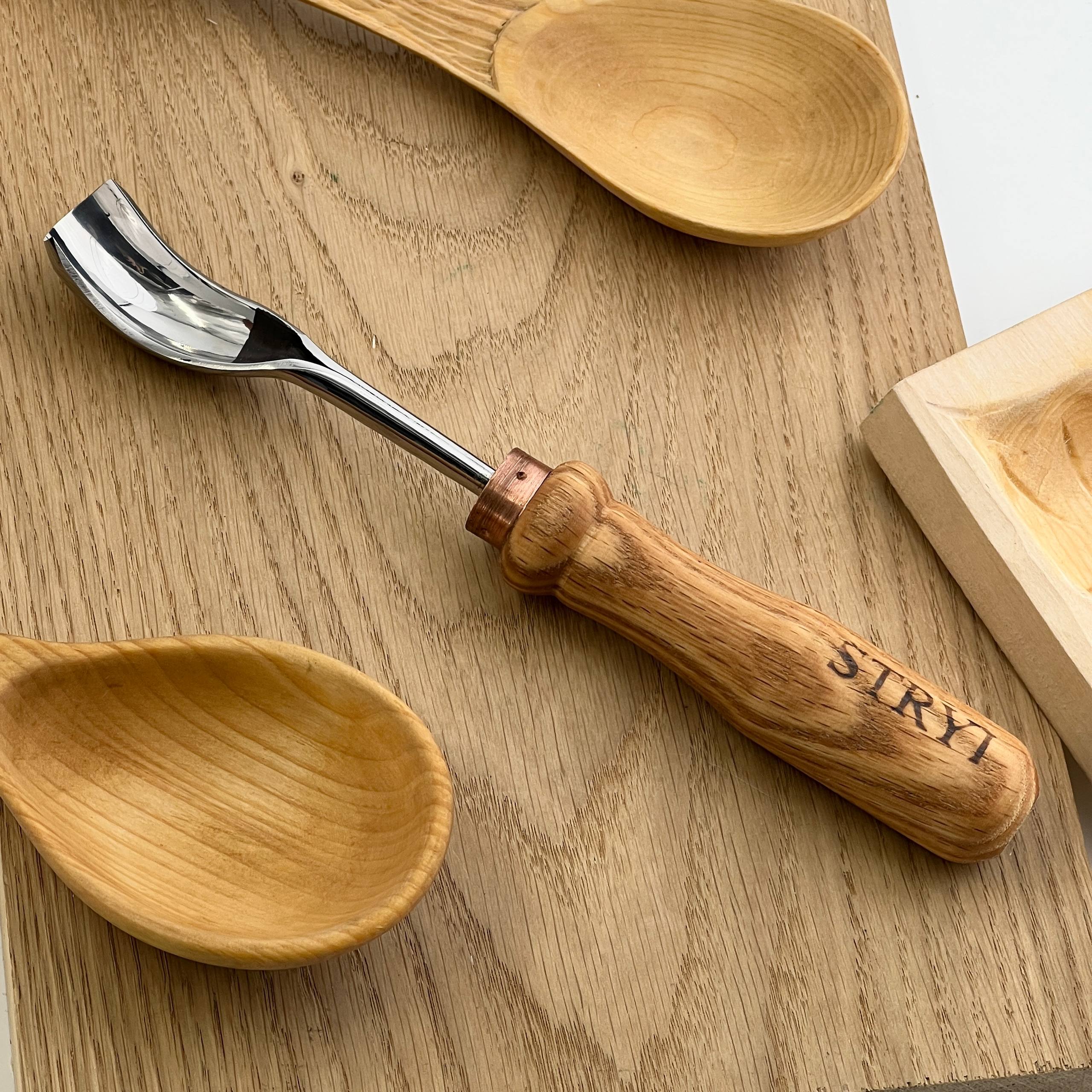 Set of 3 Bent Gouges STRYI Profi for Spoon &Bowl Carving