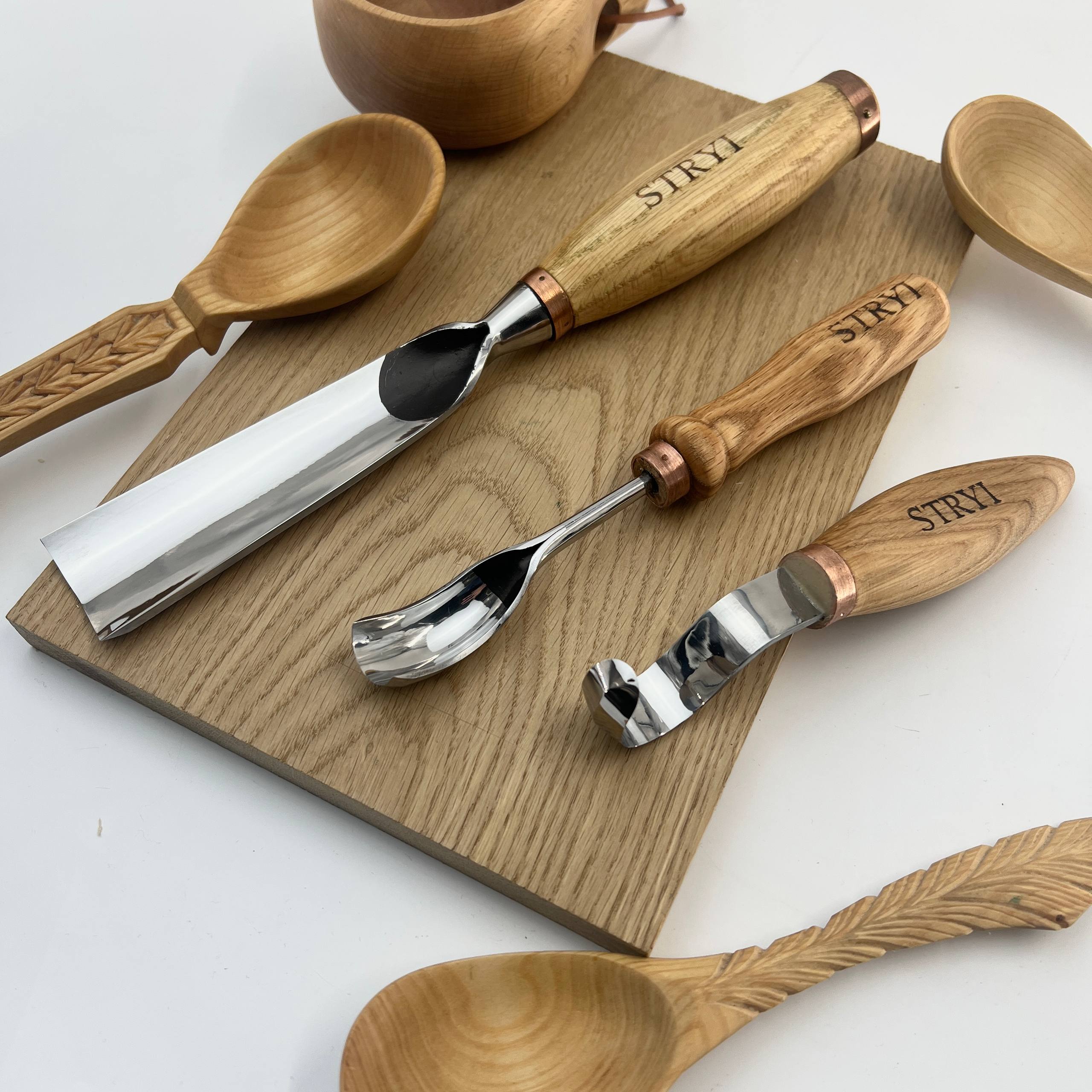 Kuksa, Spoon and cup Carving tools set 4pcs, STRYI Profi, Bowl gouge, Kuksa carving, Spoon making