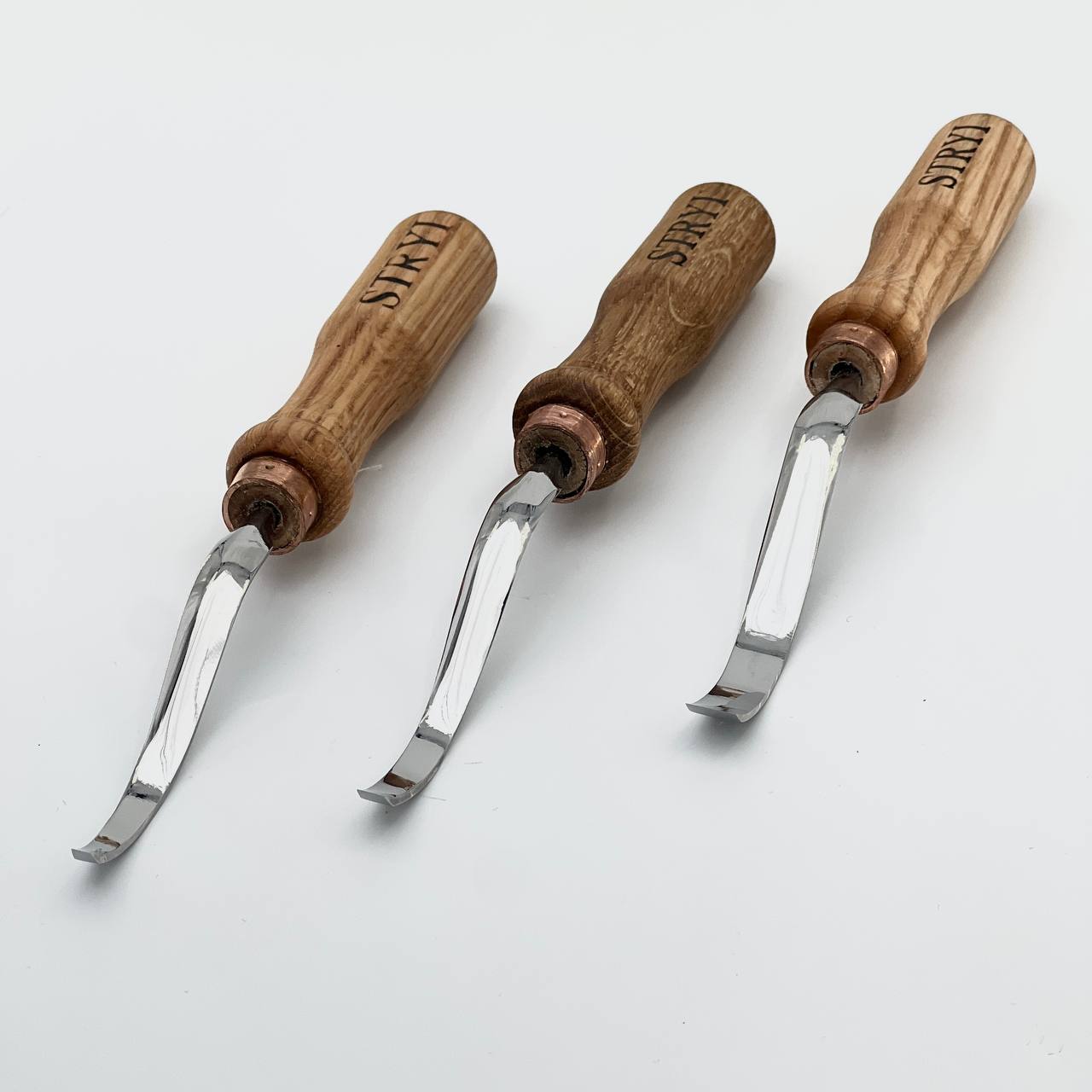 Gouge long bent chisel, profile#1 flat, STRYI Profi, Bent gouges, Carving tools, Curved tools