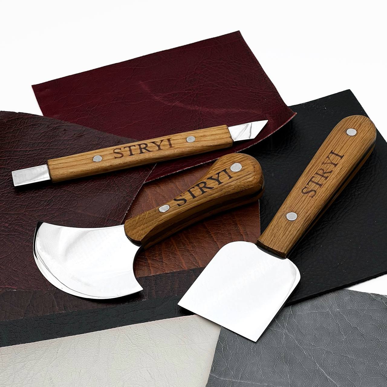 3-Piece Leatherworking Knives Set for Professional Leather craft, Cutting tools