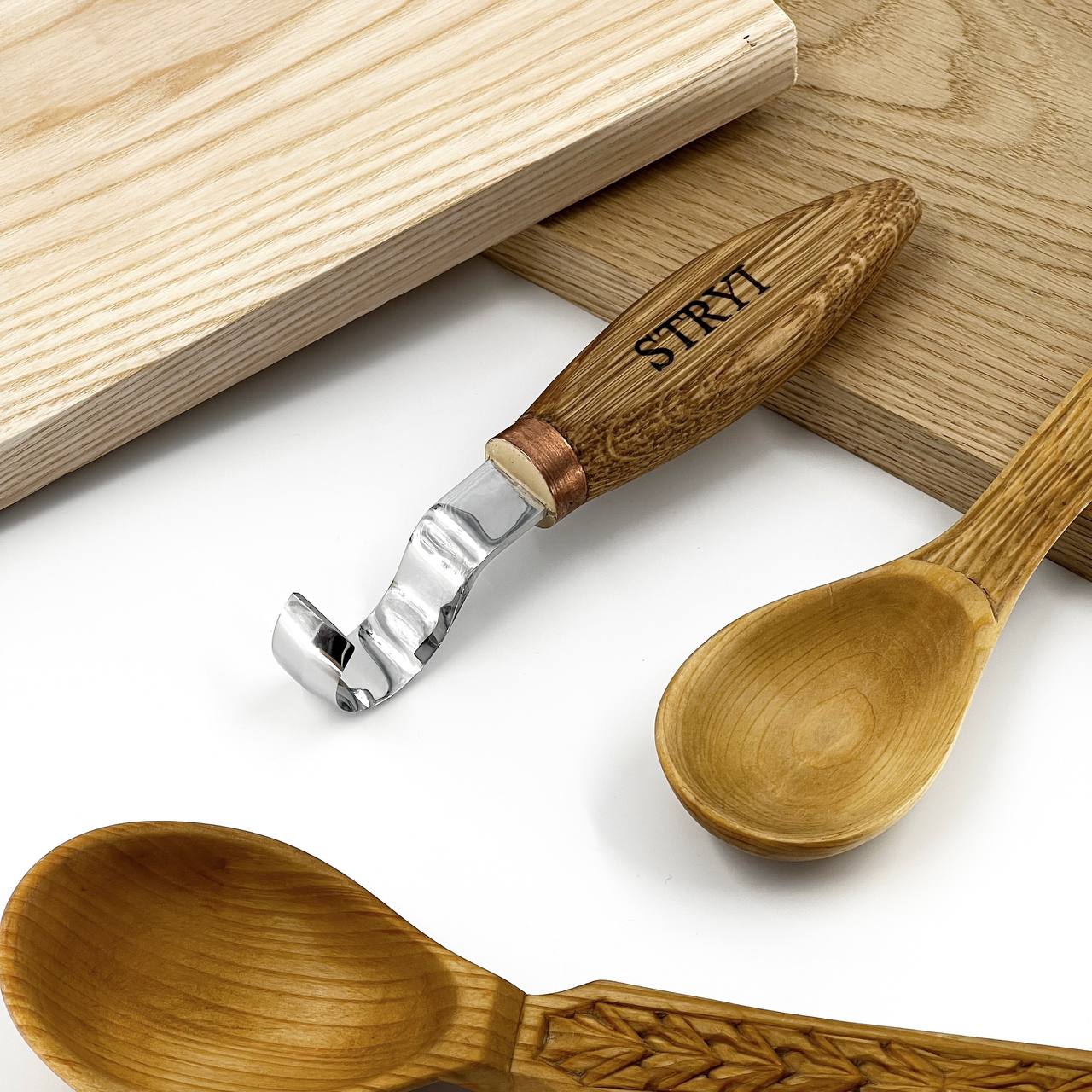 Spoon hook knife 30mm STRYI Profi bowl and Kuksa carving, Hook knife, Spoon knife. Curved knife