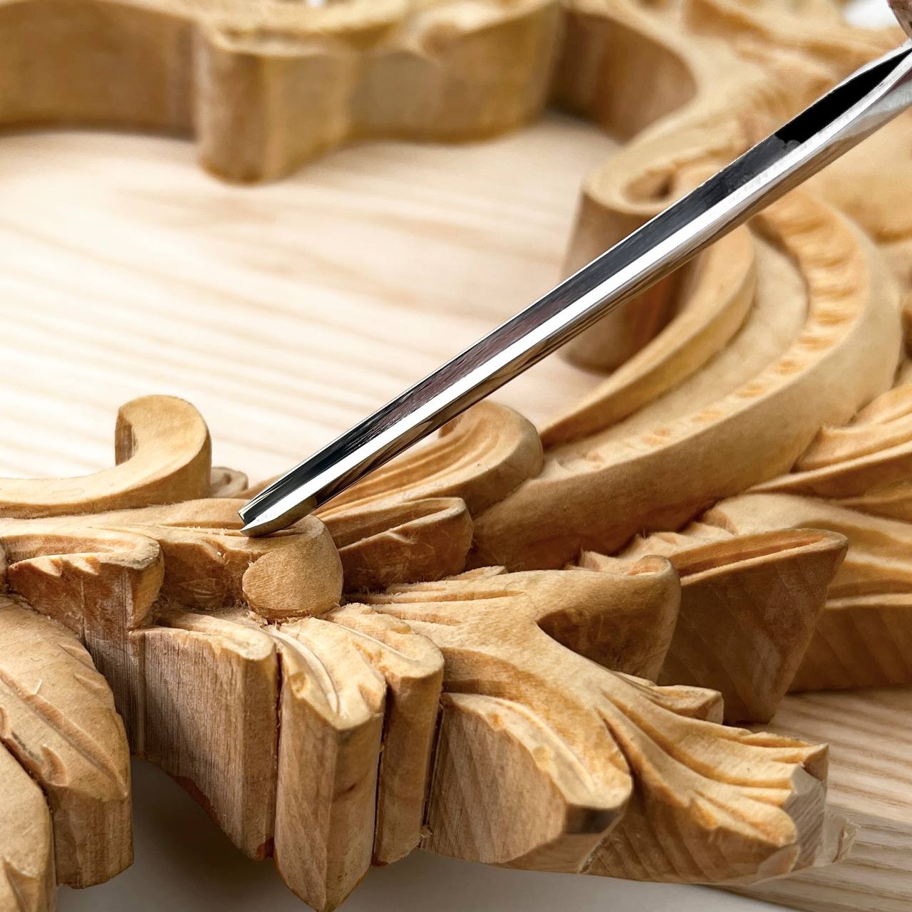 Palm carving V-tool STRYI Profi 60 degrees, Micro carving chisel, Engraving tool, Burin, Graver tool