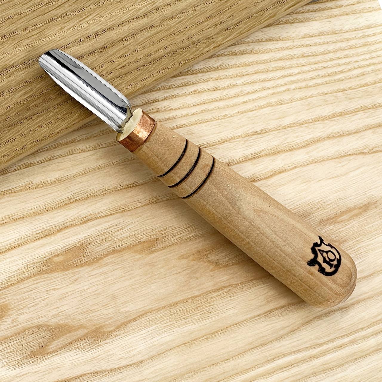 Woodcarving tool short gouge skewed STRYI-AY Profi, Chip carving tools