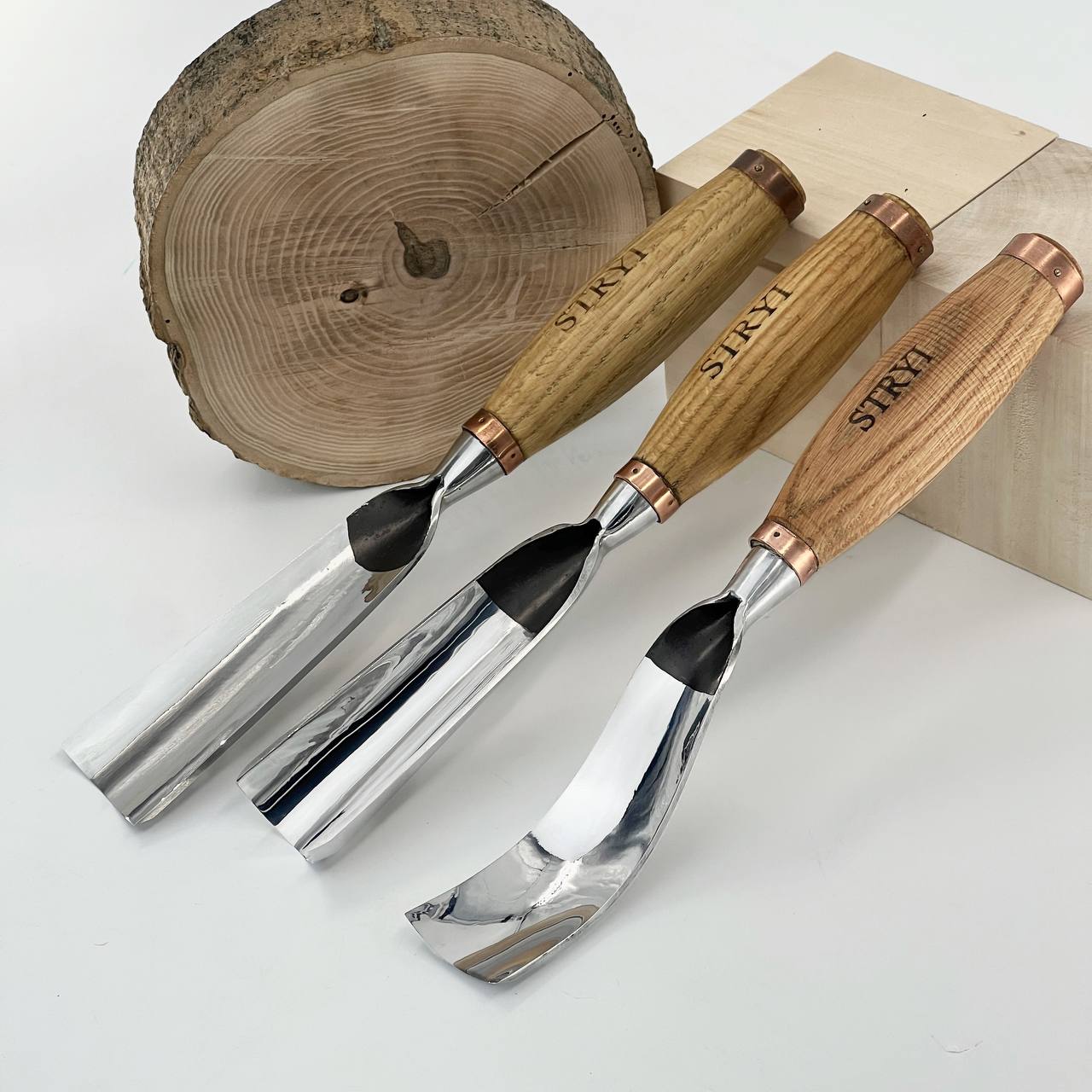 Sculpture tools set STRYI Profi 3pcs, Heavy-duty chisels set, Forged steel tools