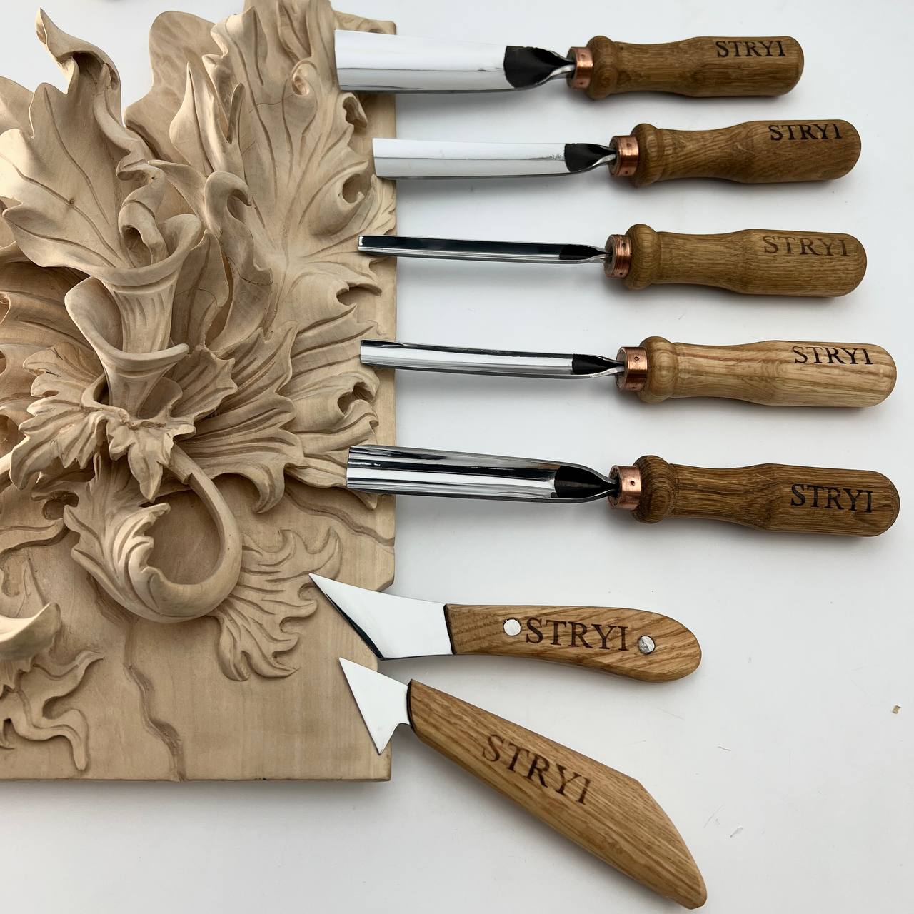 Basic wood carving kit STRYI for Whittling figures and Relief carving, Versatile set