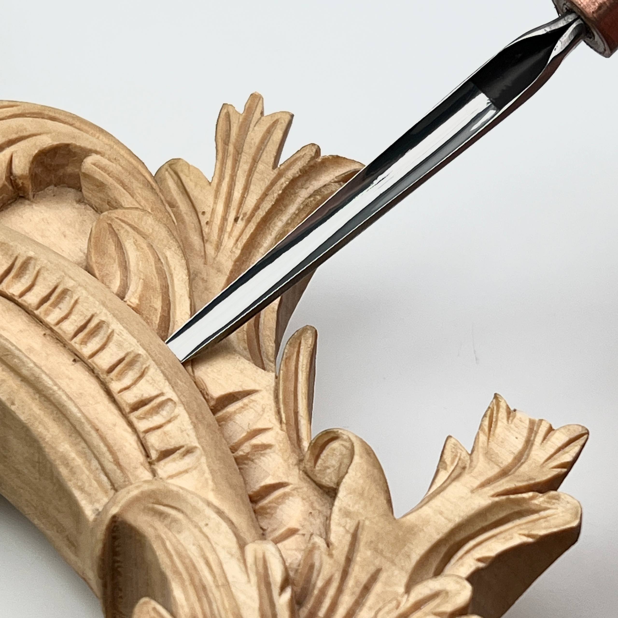 Wood Carving toolset of 4 pcs in roll-case STRYI, Whittling figurines