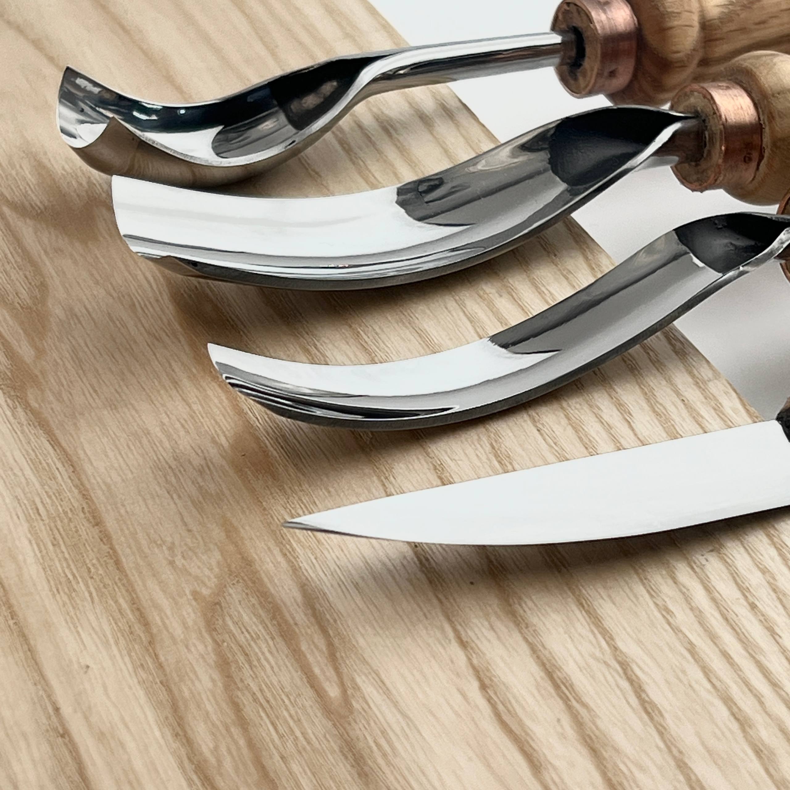 Spoon Wood carving set 4 pcs STRYI Profi, Carving tools, Hook knife, Spoon making