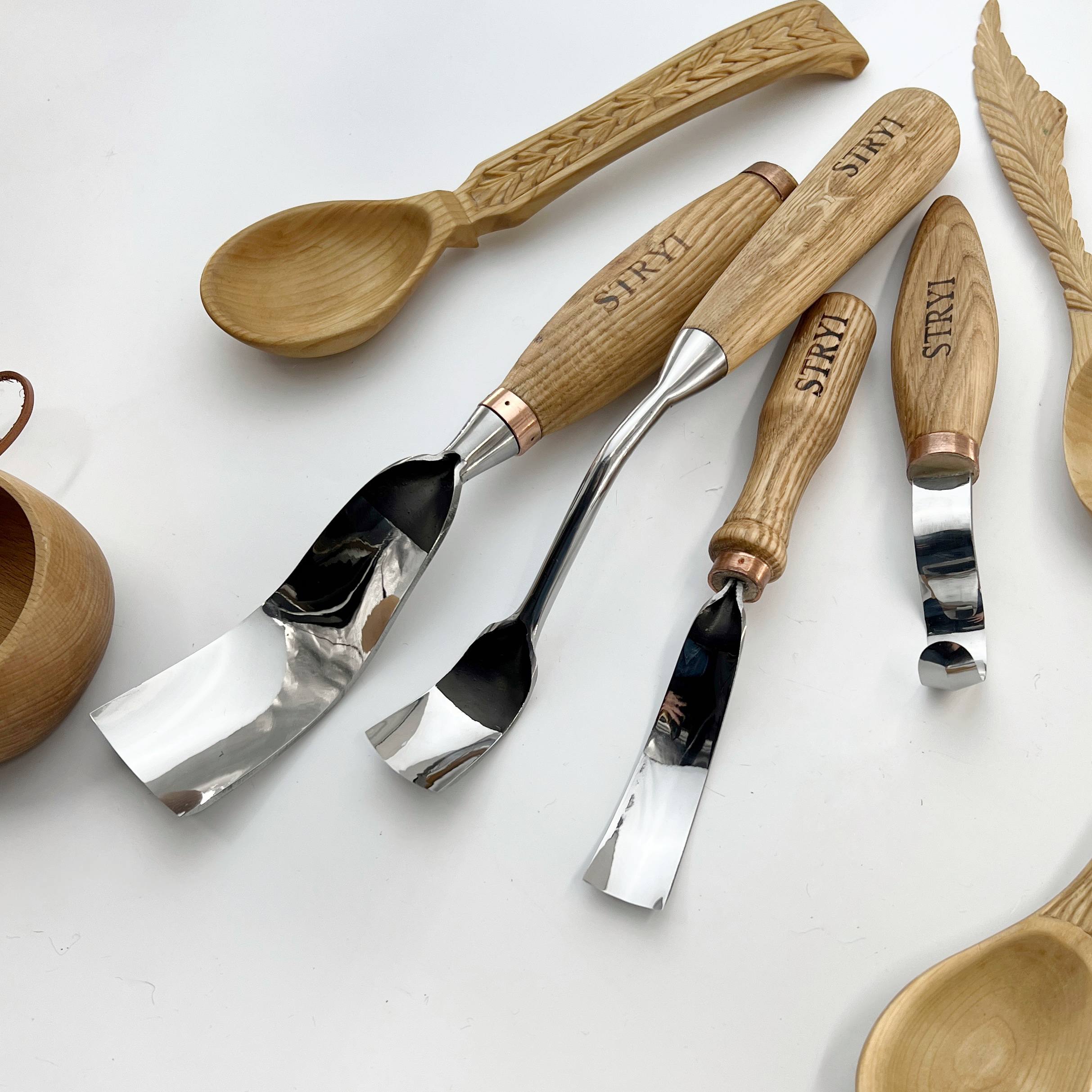 Bowl carving kit 4 pcs STRYI Profi, Spoon carving tools, Gift for men