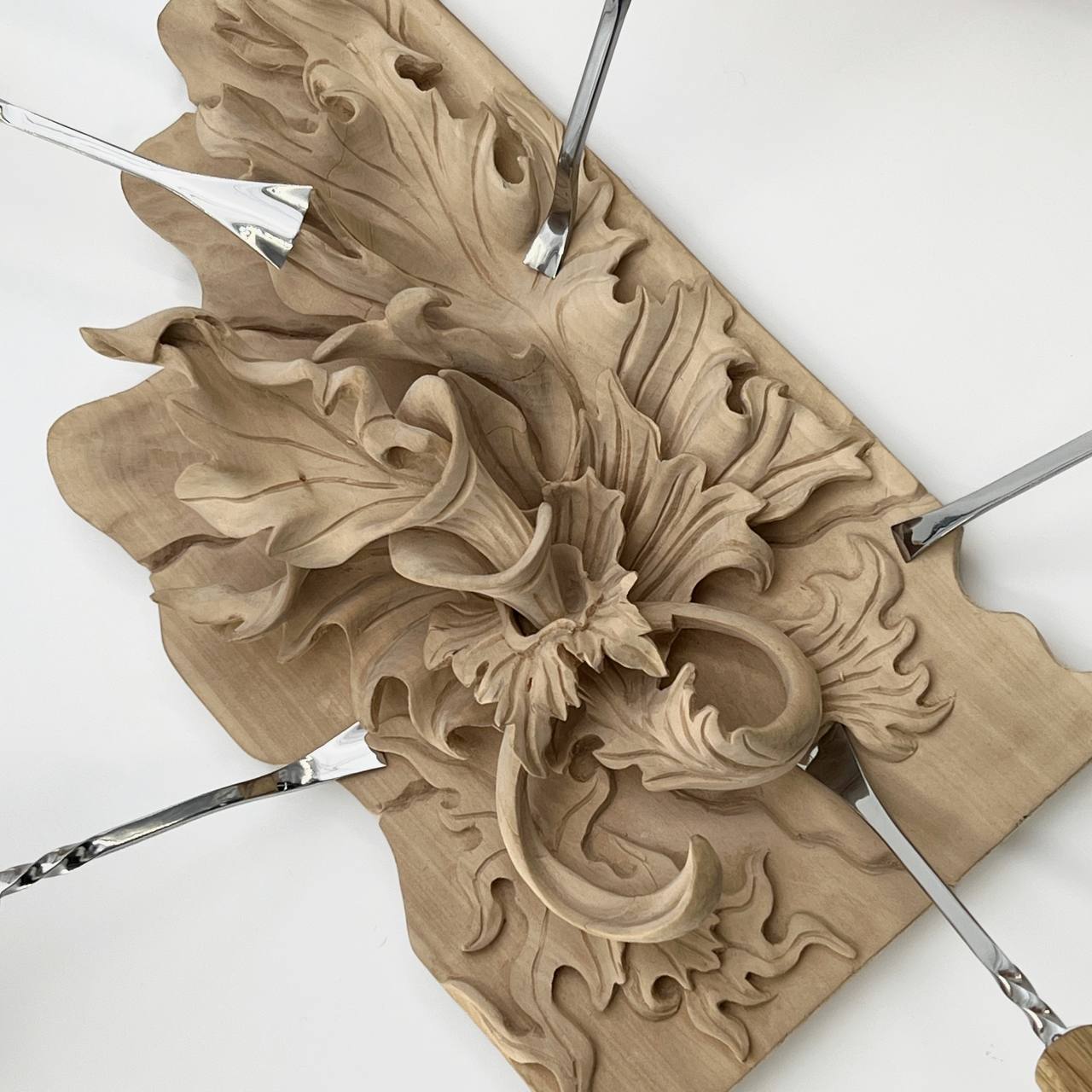 Fishtail Gouges set STRYI MAESTRO, Detailing Chisels set, Relief carving