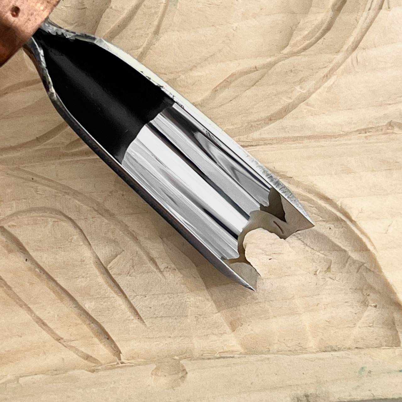 Short Palm U-Gouge for relief carving and texturing, Soft V-tool for carving