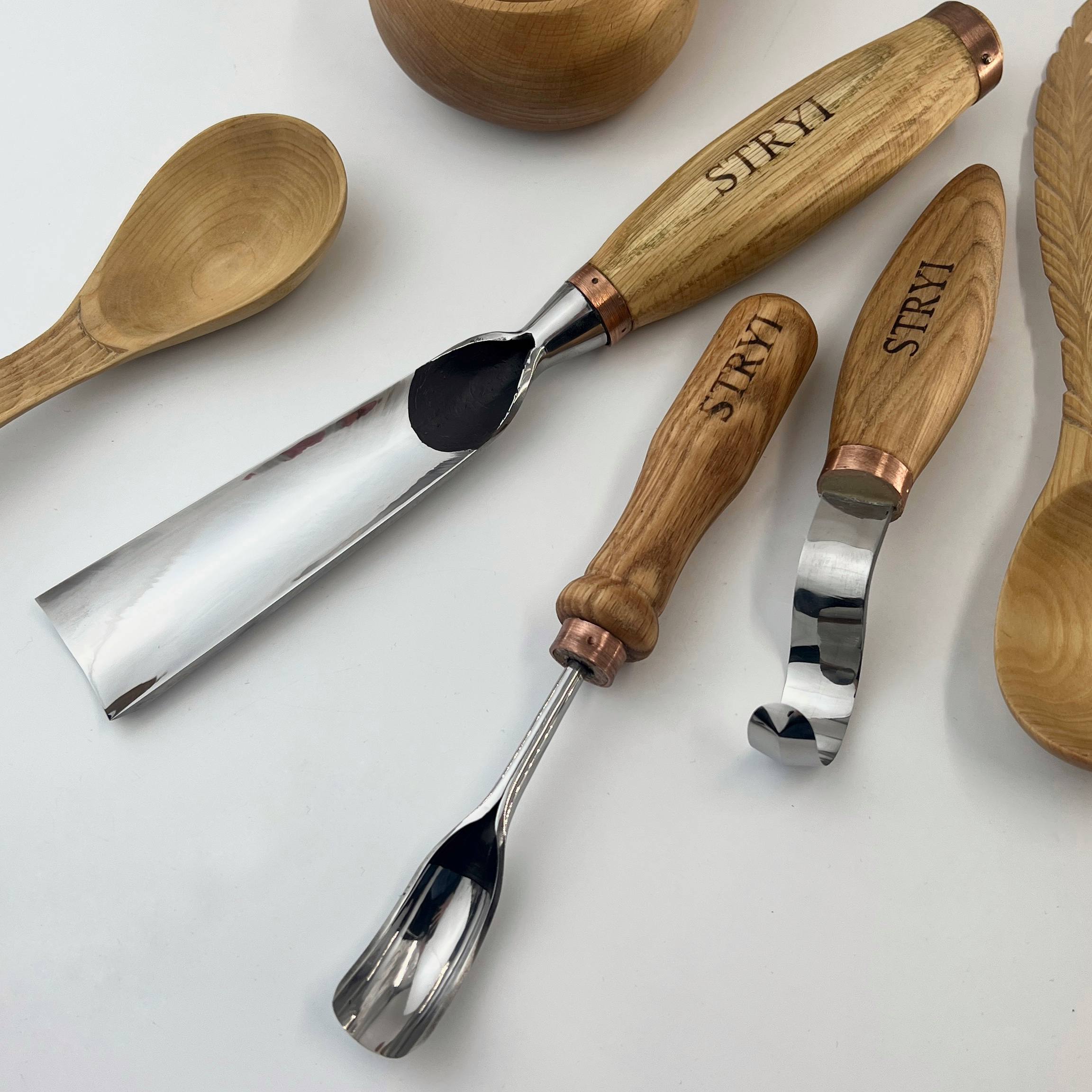 Kuksa, 3-teiliges Schnitzwerkzeug-Set mit Löffel und Tasse, STRYI Profi