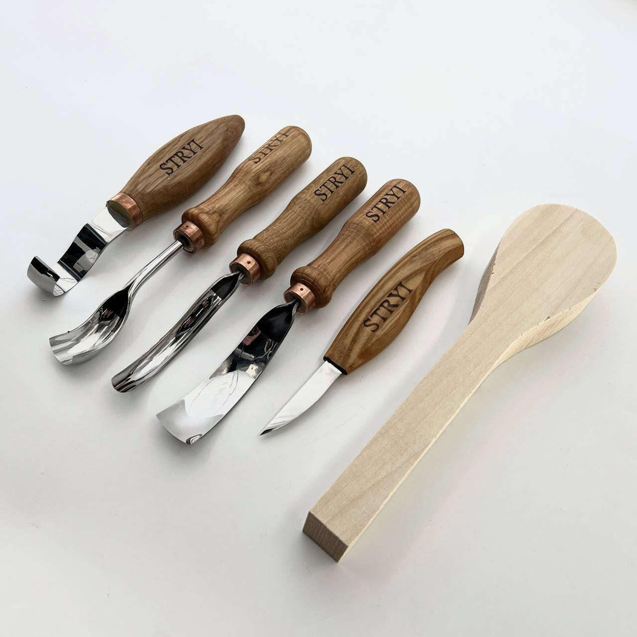 Spoon carving toolset 5pcs STRYI Profi in wooden gift box, Kuksa gouges, Bowl carving, Gift ready