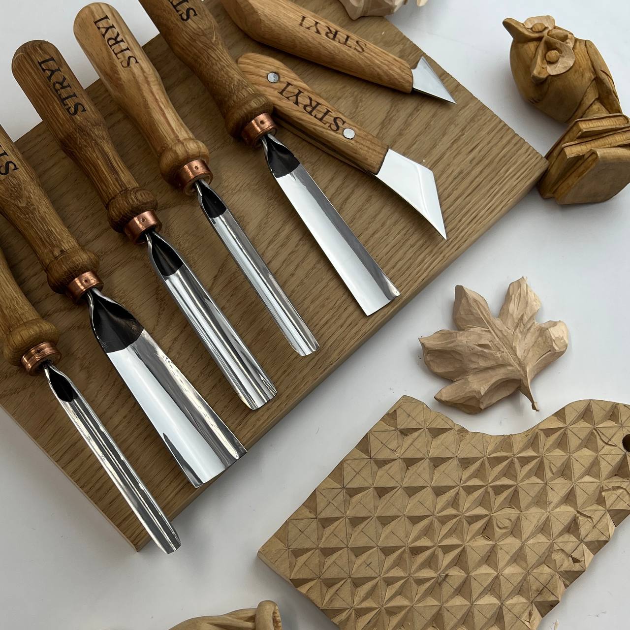 Basic wood carving kit STRYI for Whittling figures and Relief carving, Versatile set