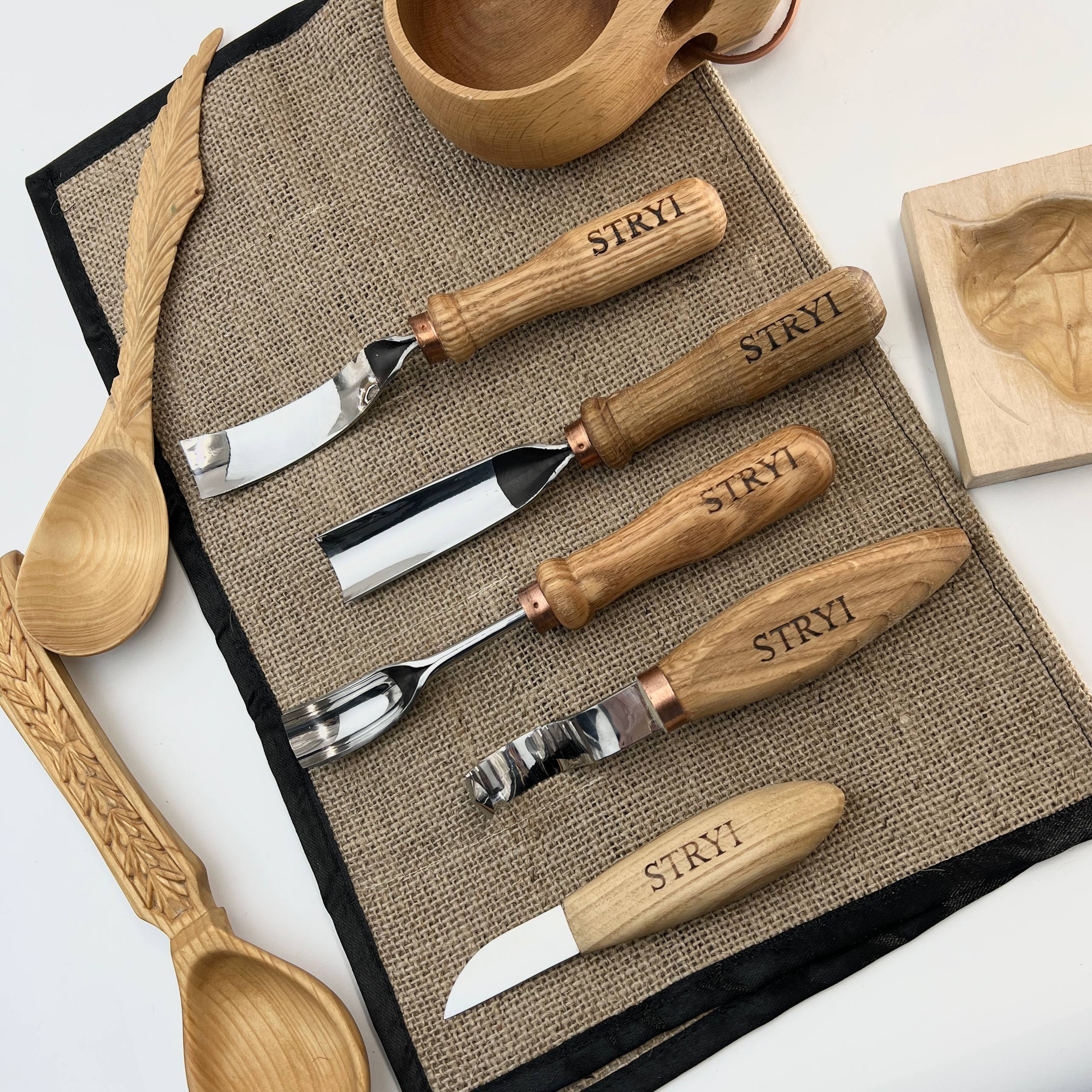 Spoon and kuksa carving kit, Bowl carving set, Stryi carving toolkit