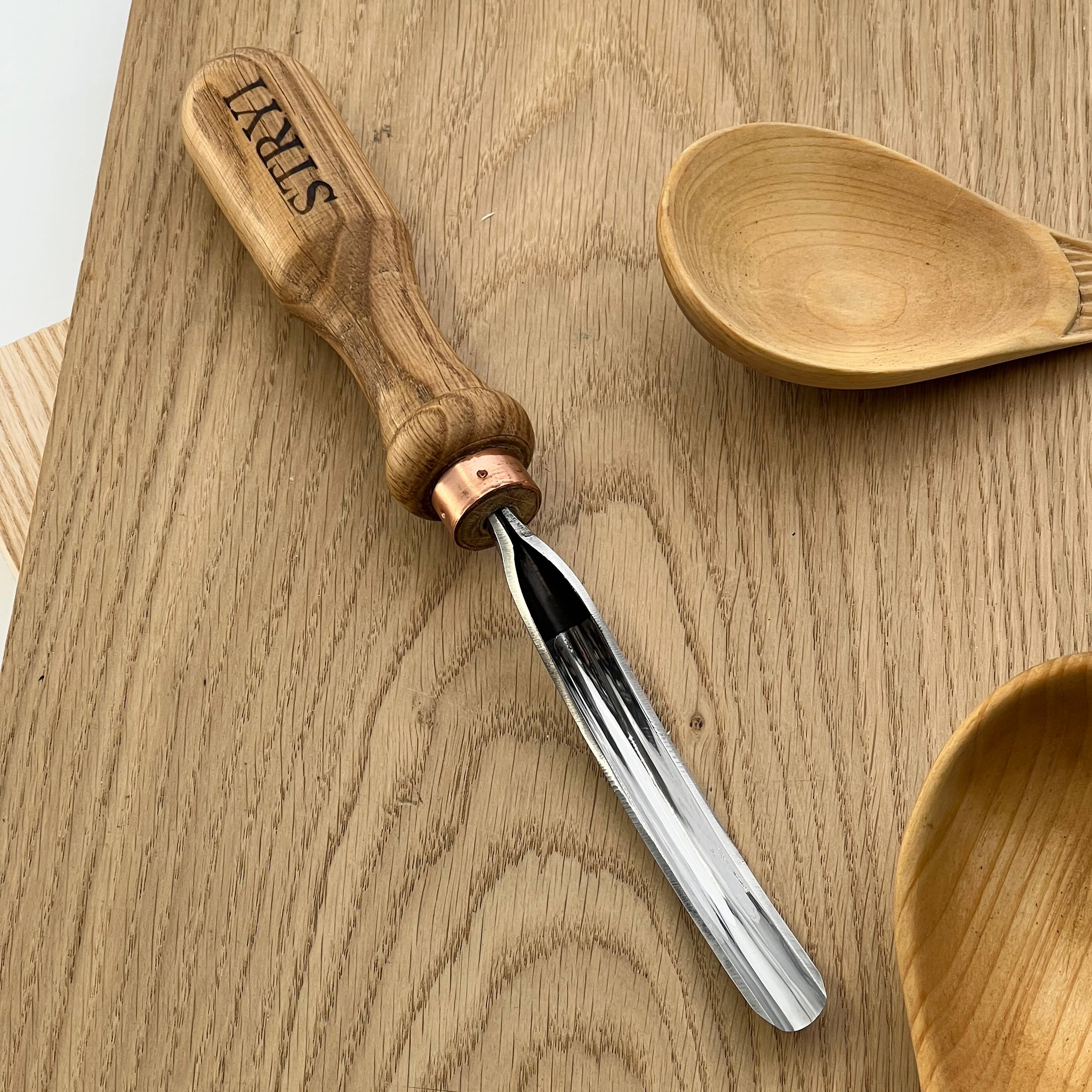 Gouge long bent chisel, #9 profile, woodcarving tools STRYI Profi