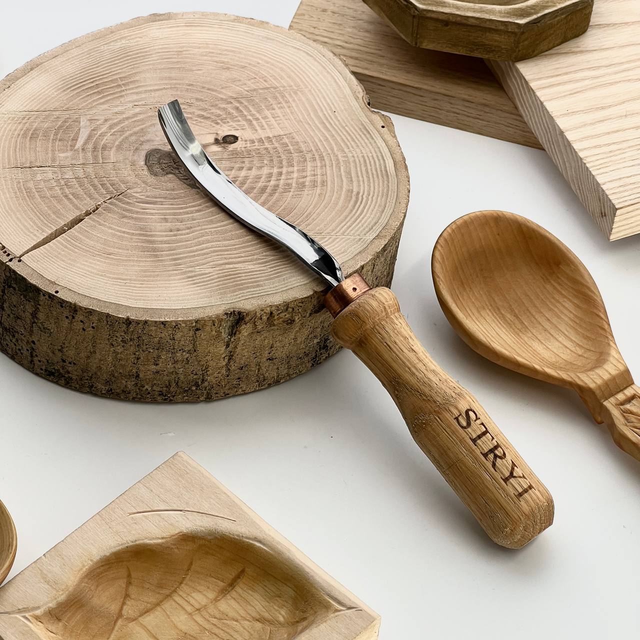 Spoon carving kit, Wood carving kit 3 pcs STRYI Profi, Carving tools, Hook knife, Spoon making