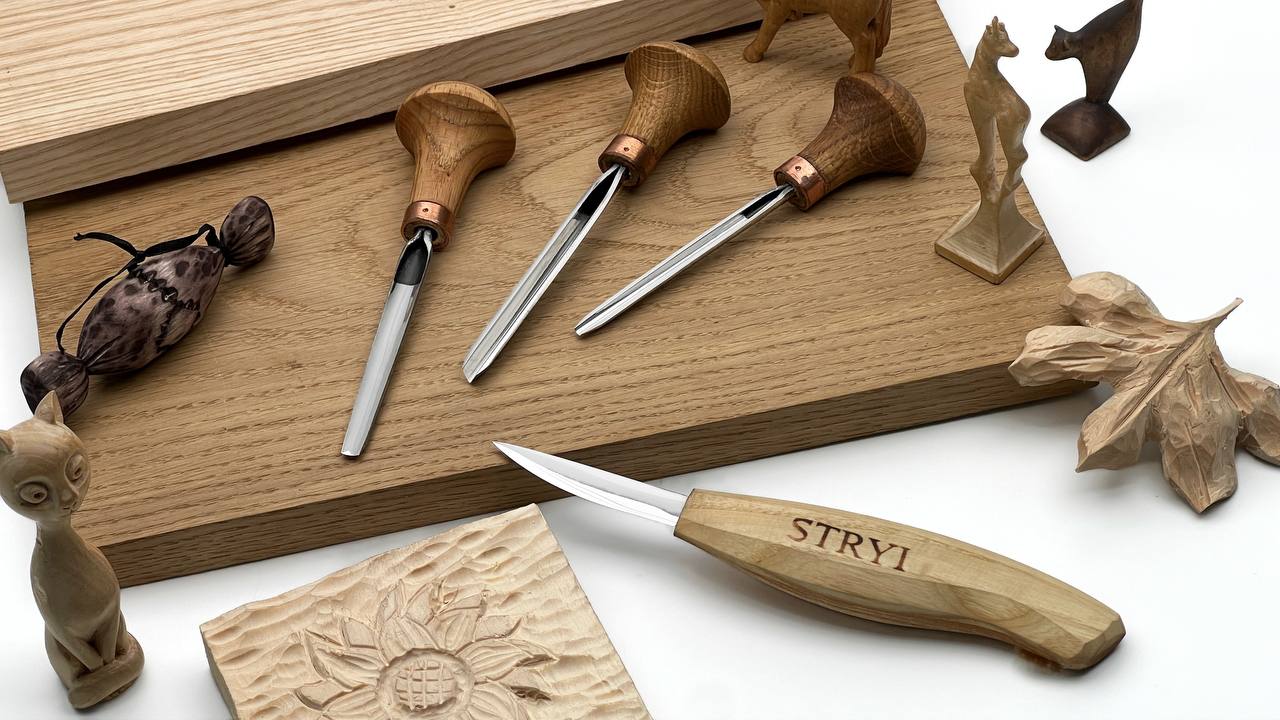 Grundlegendes Holzschnitzfiguren-Werkzeugset, 4-teiliges STRYI-Holzschnitzwerkzeug, Schnitzset, Set zum Schnitzen von Figuren