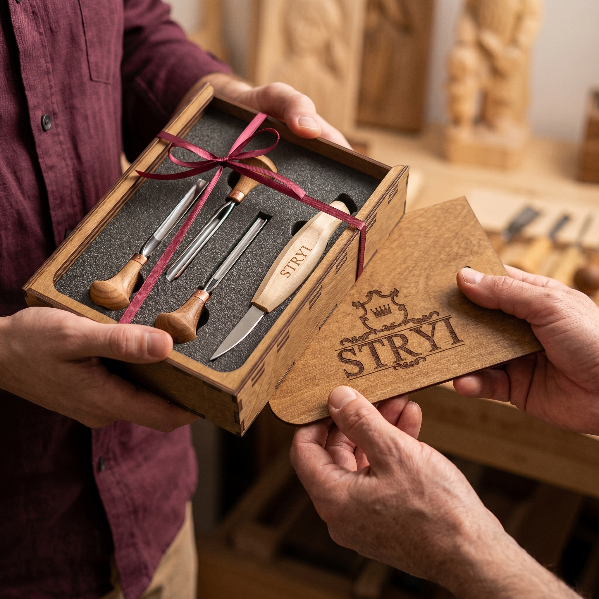 Grundlegendes Holzschnitzfiguren-Werkzeugset, 4-teiliges STRYI-Holzschnitzwerkzeug, Schnitzset, Set zum Schnitzen von Figuren