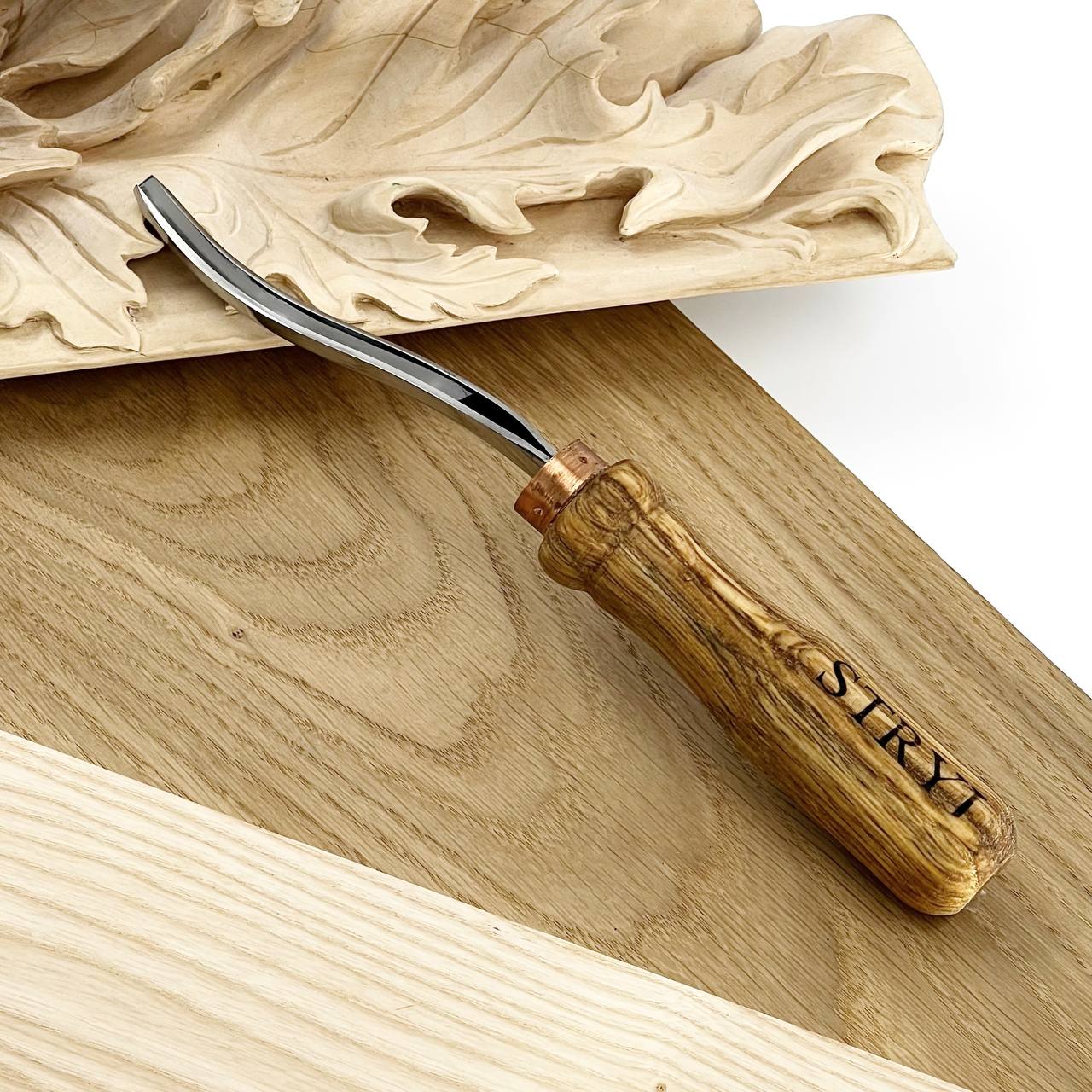 Long Bent V-parting Gouge STRYI 45 degrees, Detailing wood carving, Carving tool