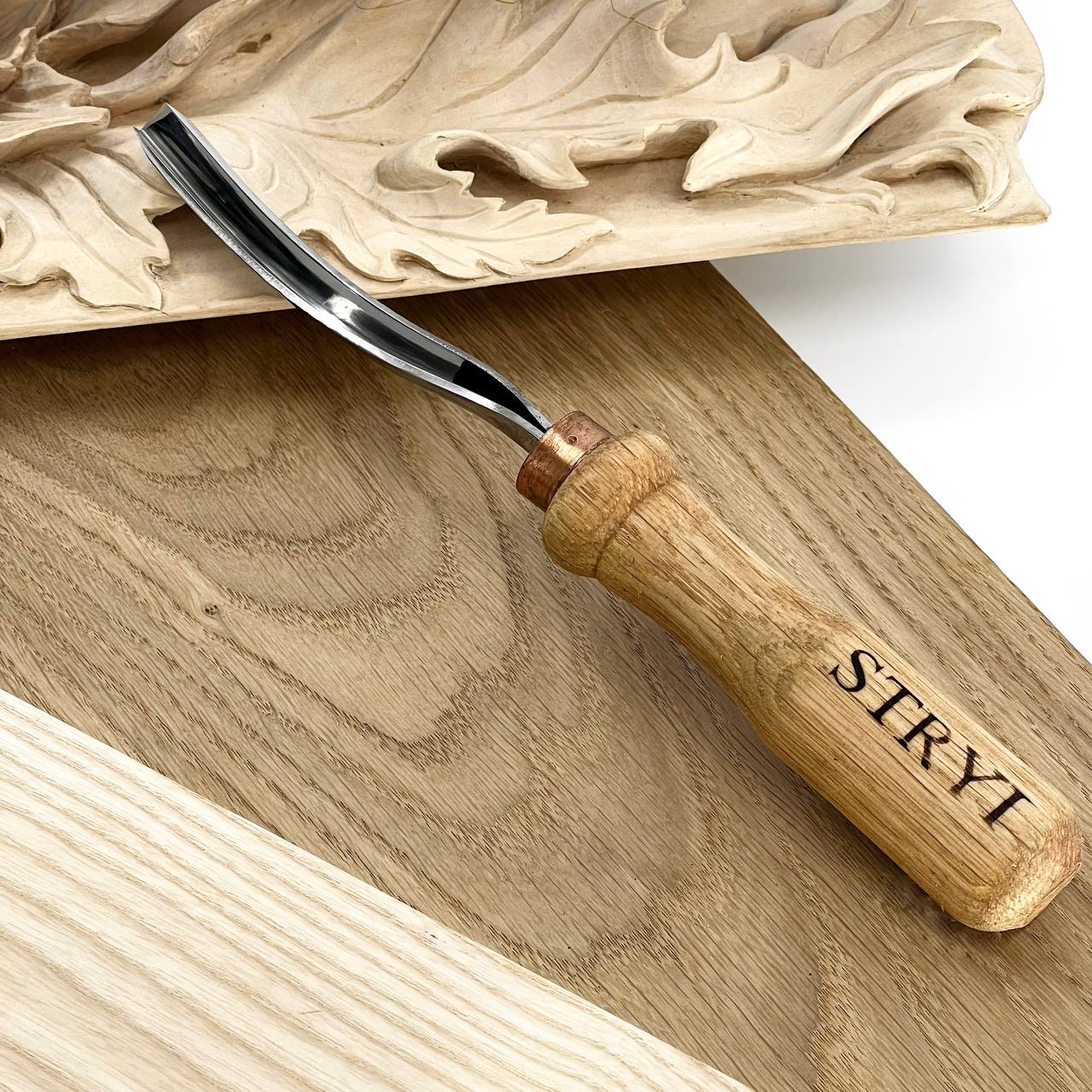 Long Bent V-parting Gouge STRYI 45 degrees, Detailing wood carving, Carving tool