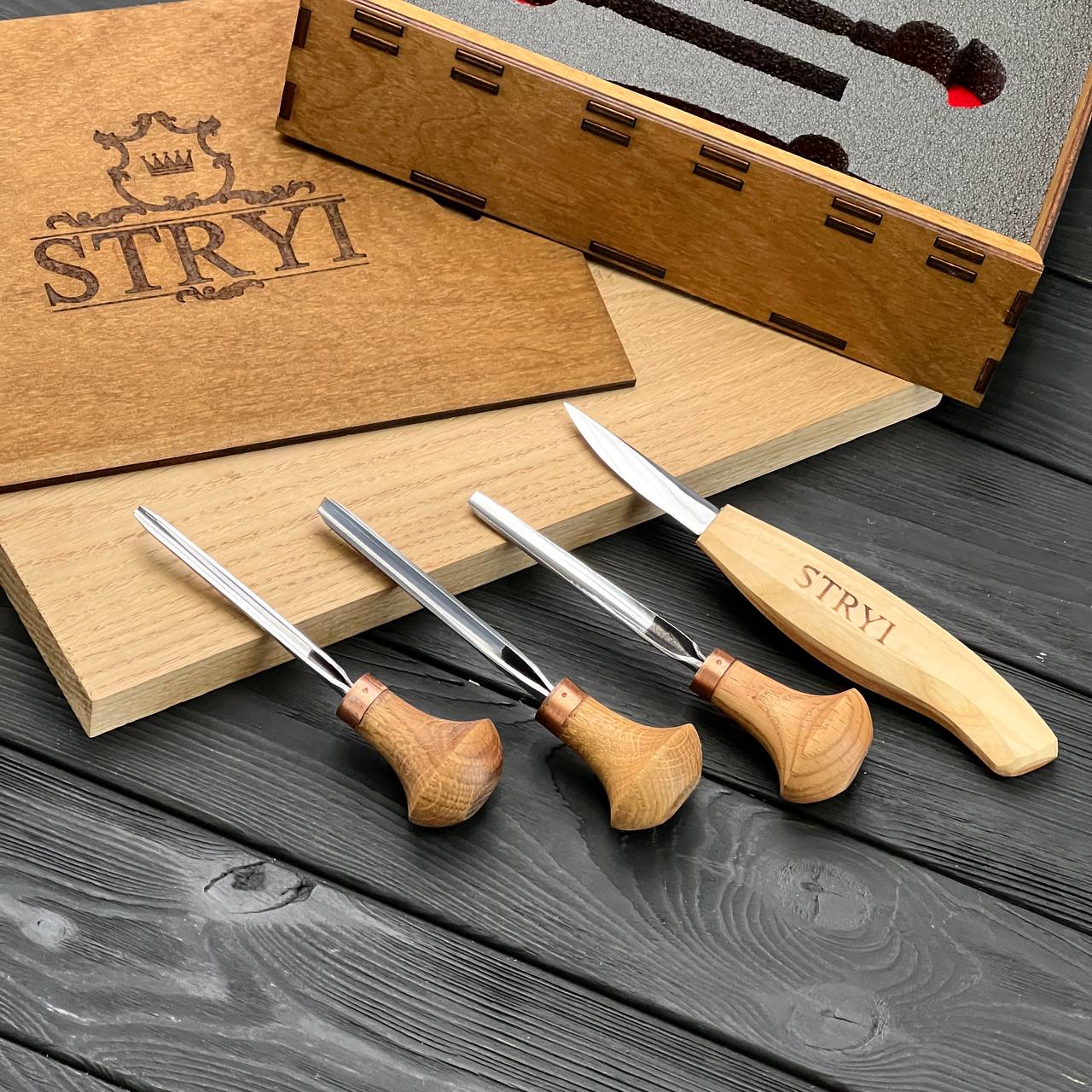 Grundlegendes Holzschnitzfiguren-Werkzeugset, 4-teiliges STRYI-Holzschnitzwerkzeug, Schnitzset, Set zum Schnitzen von Figuren