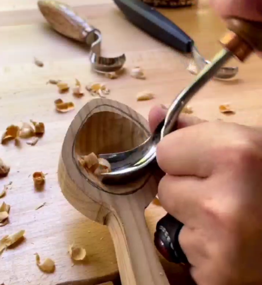 Short bent gouge 20mm, Spoon gouge STRYI Profi, Bowl carving tool