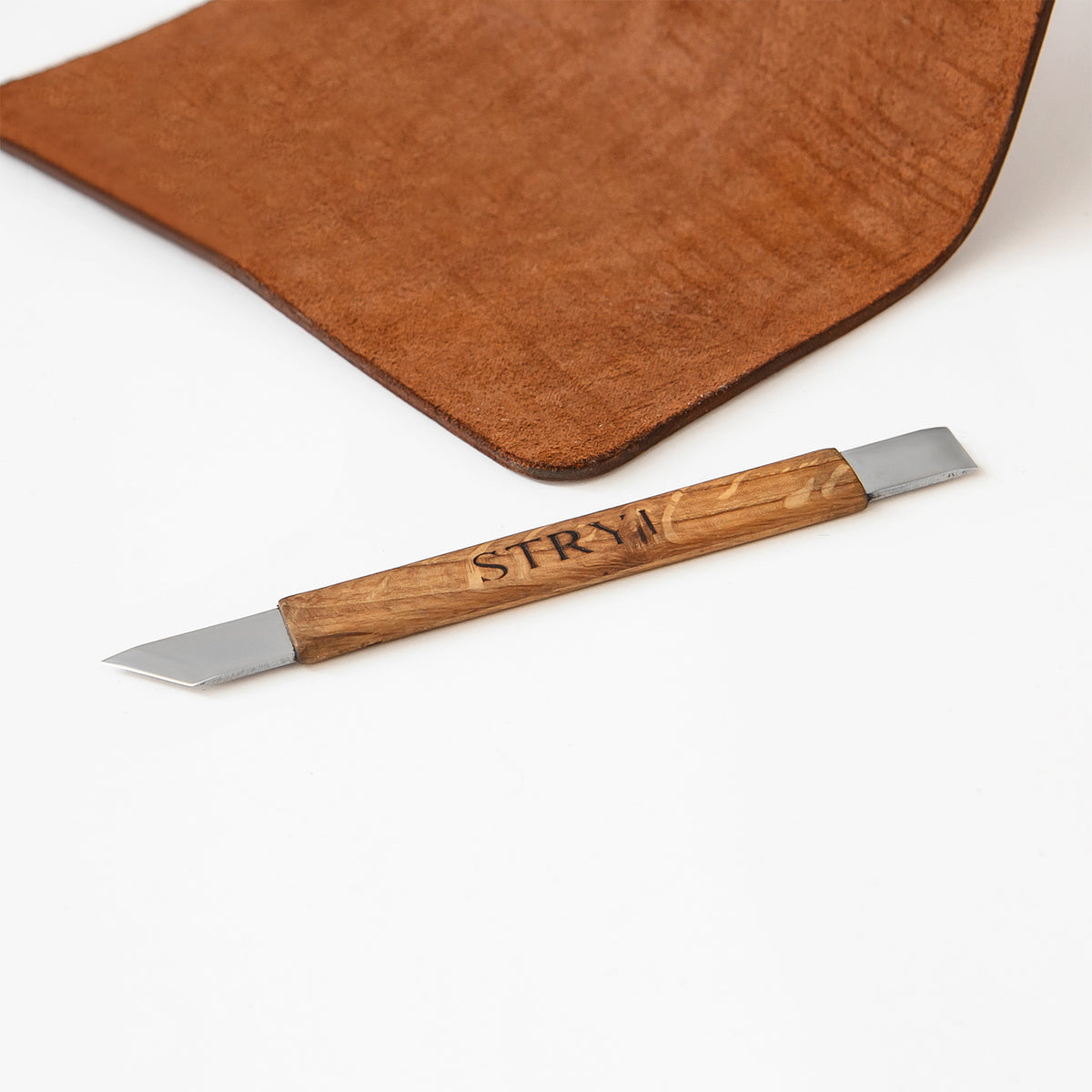 Leather Round Knife STRYI Profi 110mm diameter. Half-moon knife
