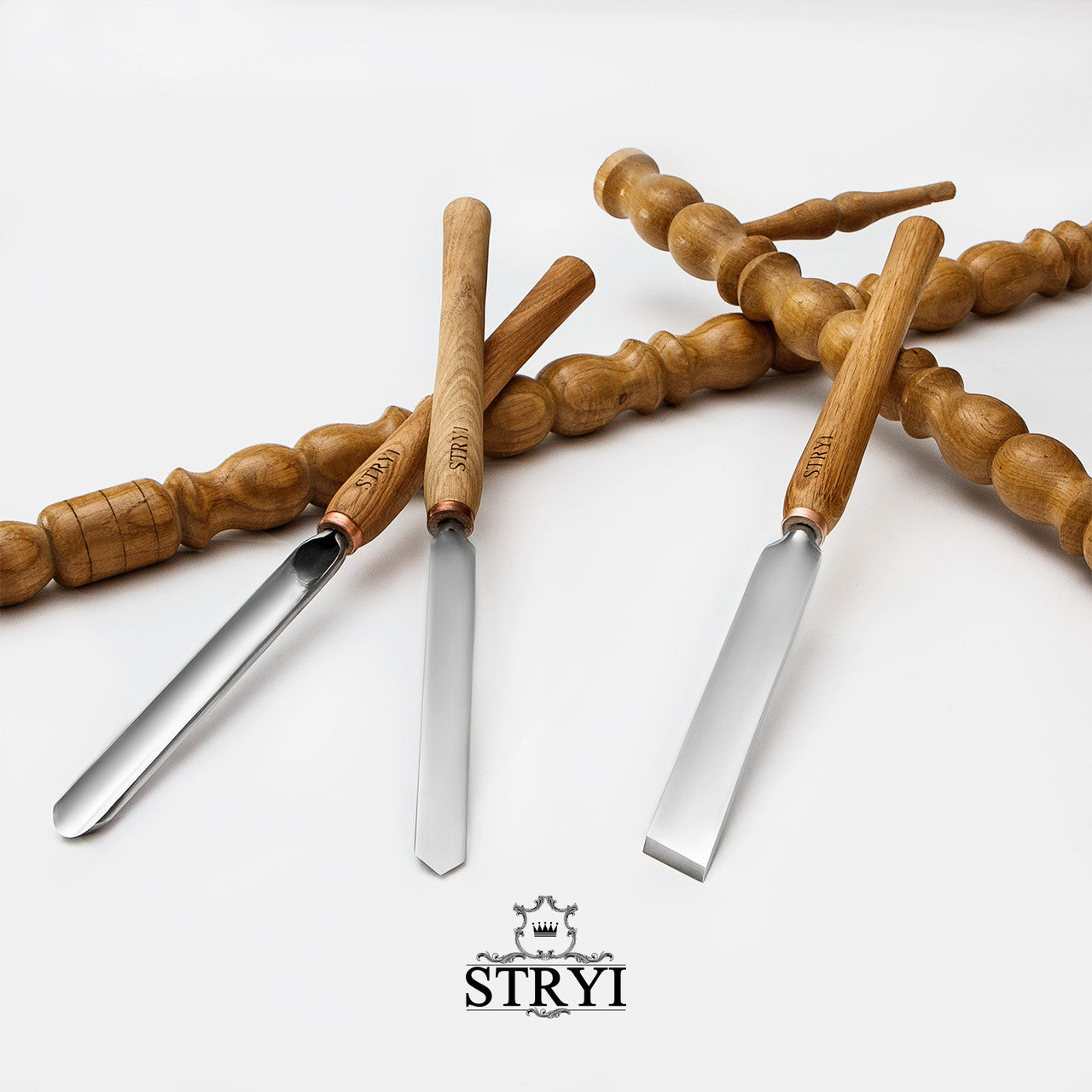 Juego de herramientas para tornear madera STRYI Profi 3 piezas, juego de herramientas de torno