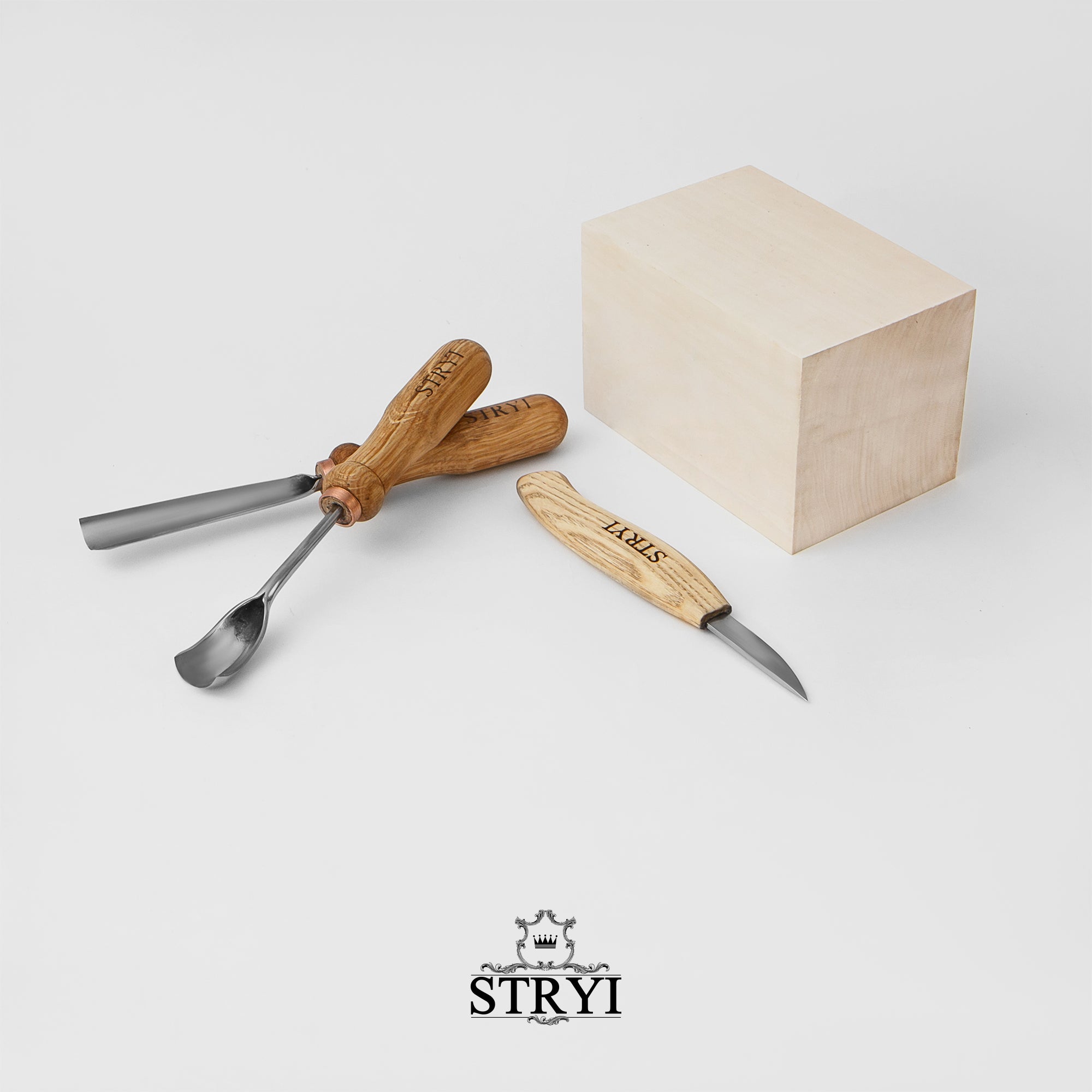 Kuksa, Spoon and cup Carving tools set 3pcs, STRYI Profi, Bowl gouge, Kuksa carving, Spoon making