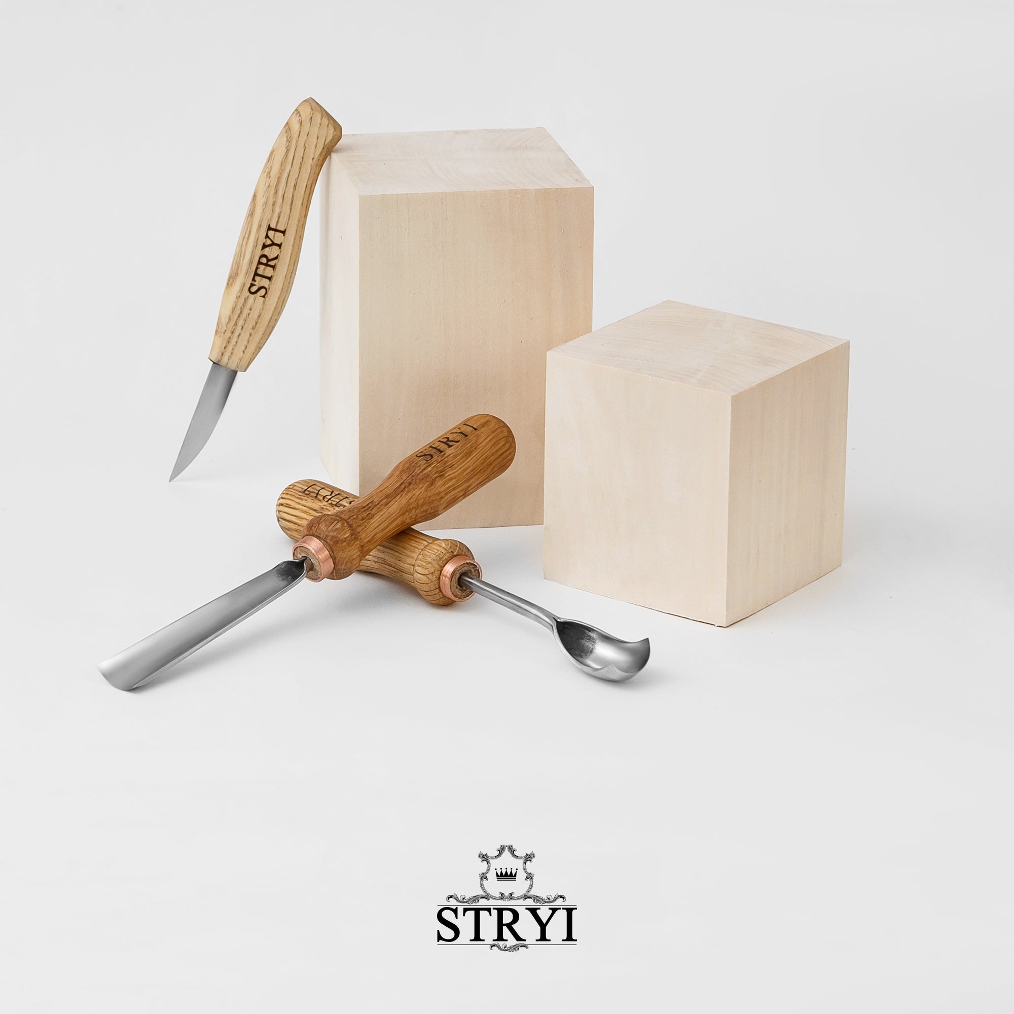Kuksa, Spoon and cup Carving tools set 3pcs, STRYI Profi, Bowl gouge, Kuksa carving, Spoon making
