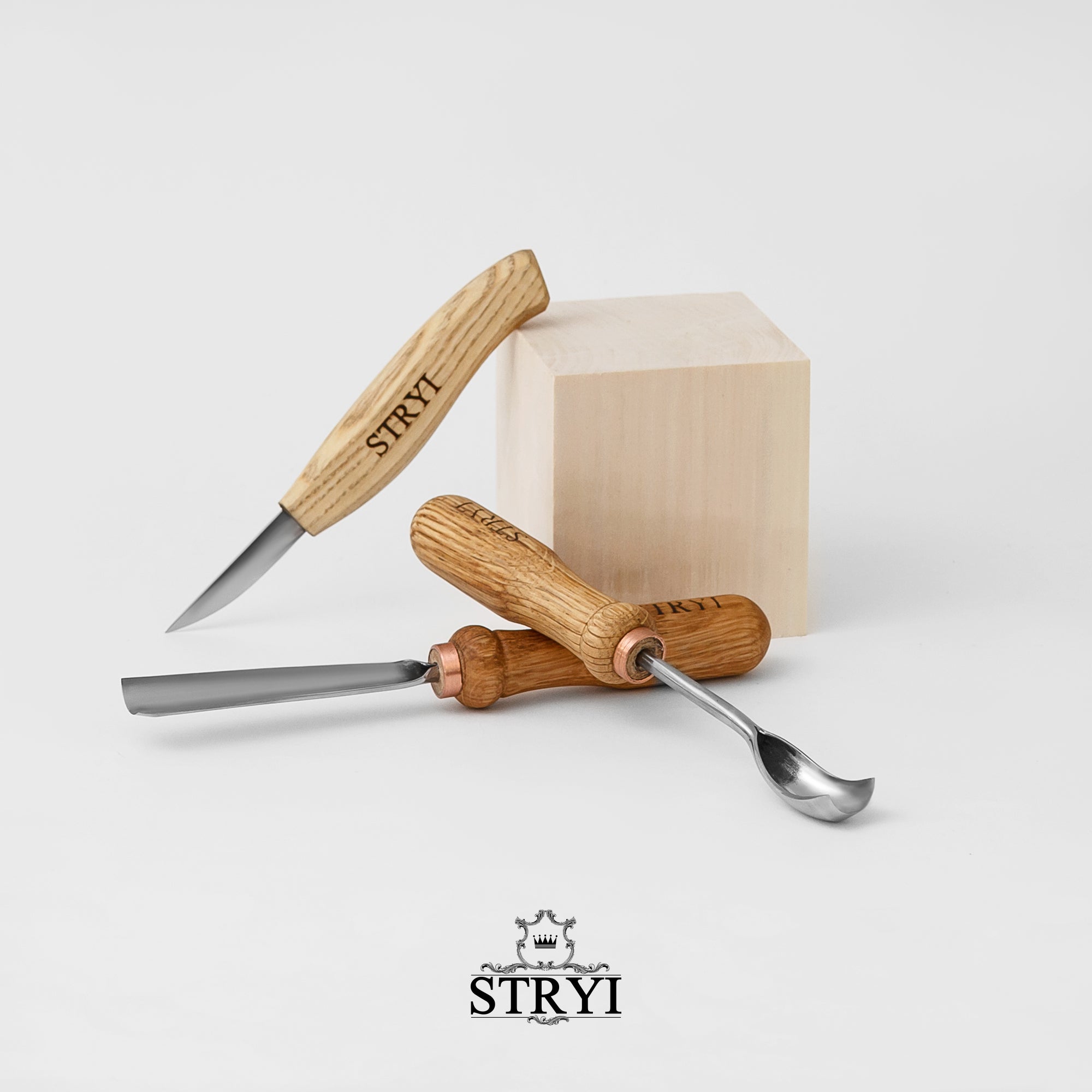 Kuksa, Spoon and cup Carving tools set 3pcs, STRYI Profi, Bowl gouge, Kuksa carving, Spoon making