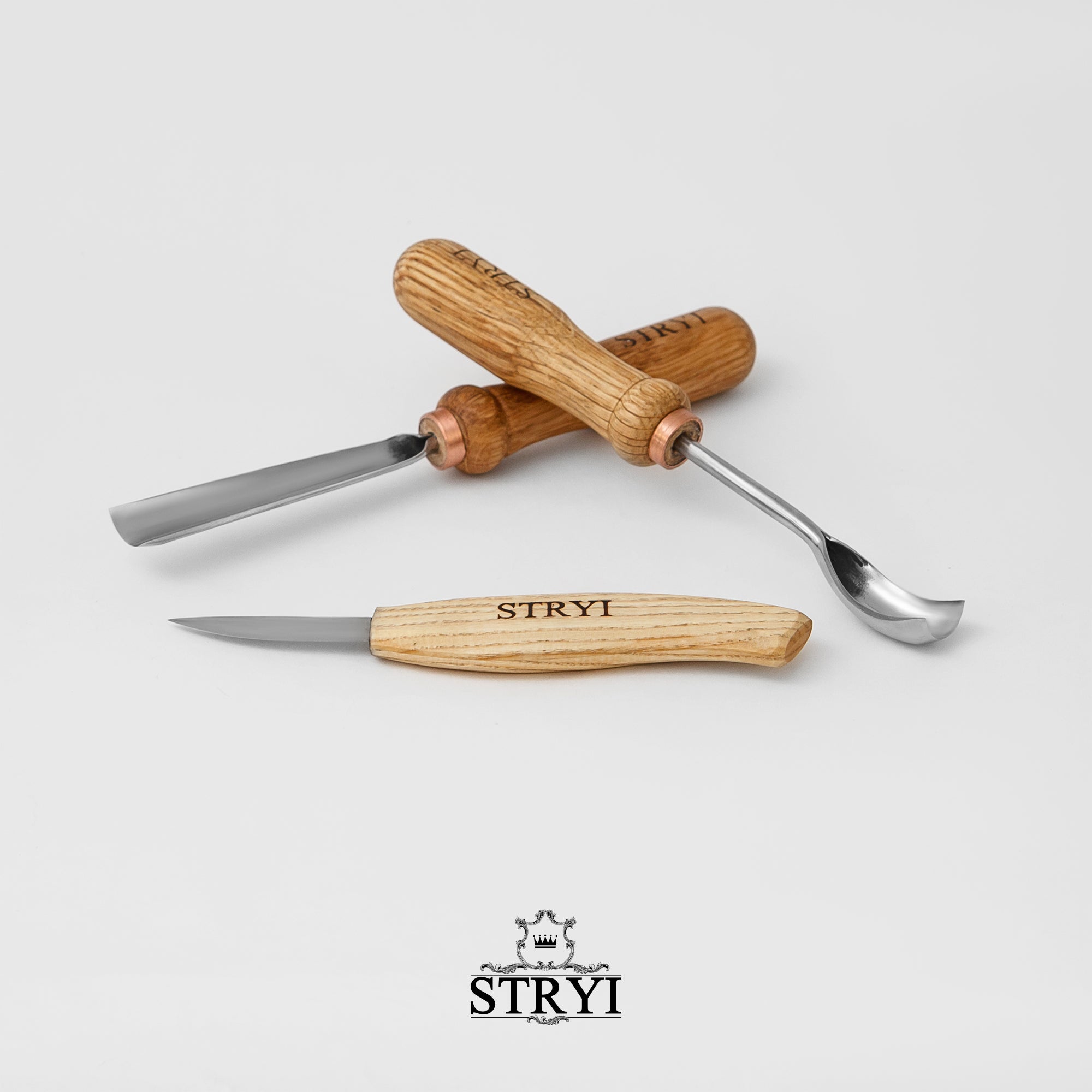 Kuksa, Spoon and cup Carving tools set 3pcs, STRYI Profi, Bowl gouge, Kuksa carving, Spoon making