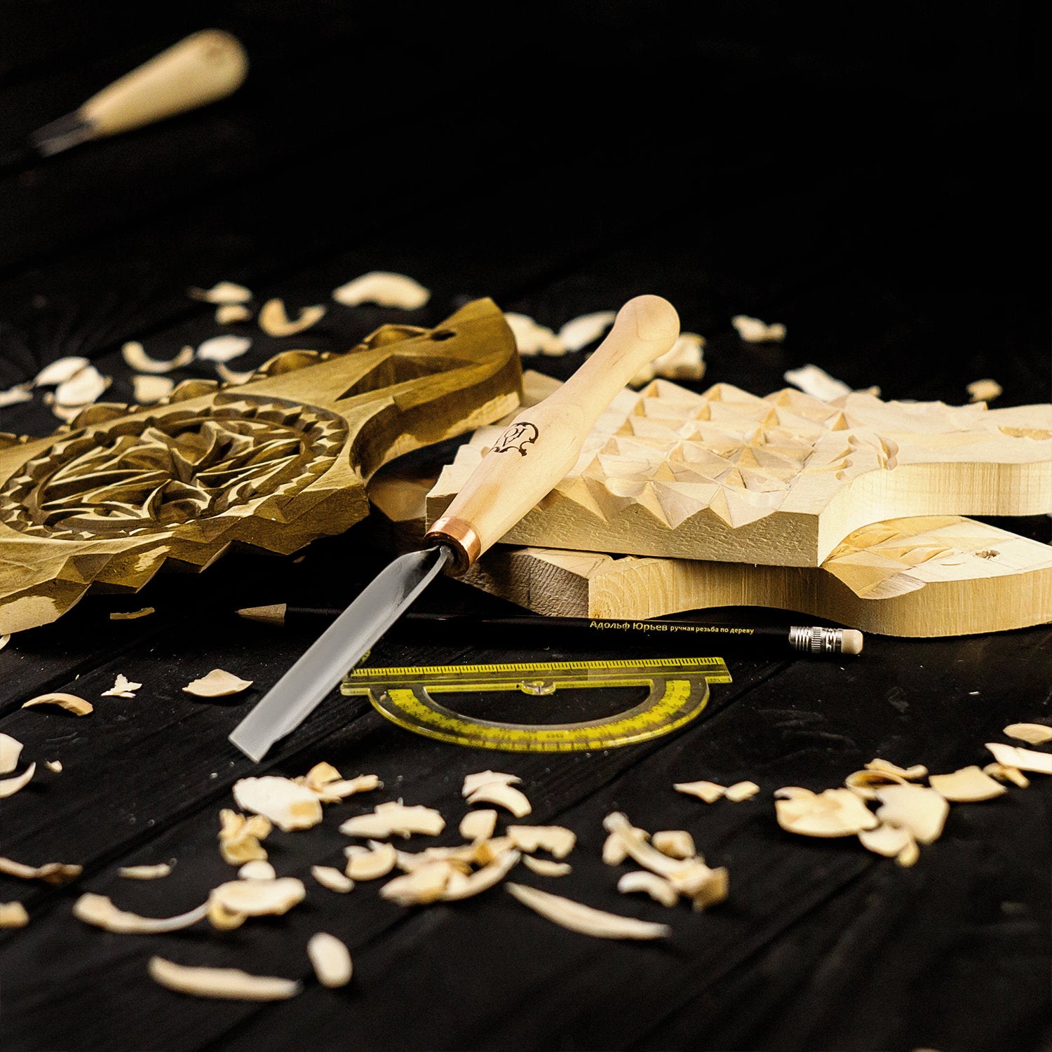 V-parting chisel 90 degrees STRYI-AY for chip carving, Pen carving V-chisels