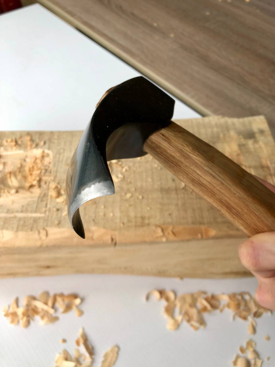 Curved bowl adze STRYI, Handmade Adze, Carpentry Tool, Carpentry Adze, Woodcarving Adze