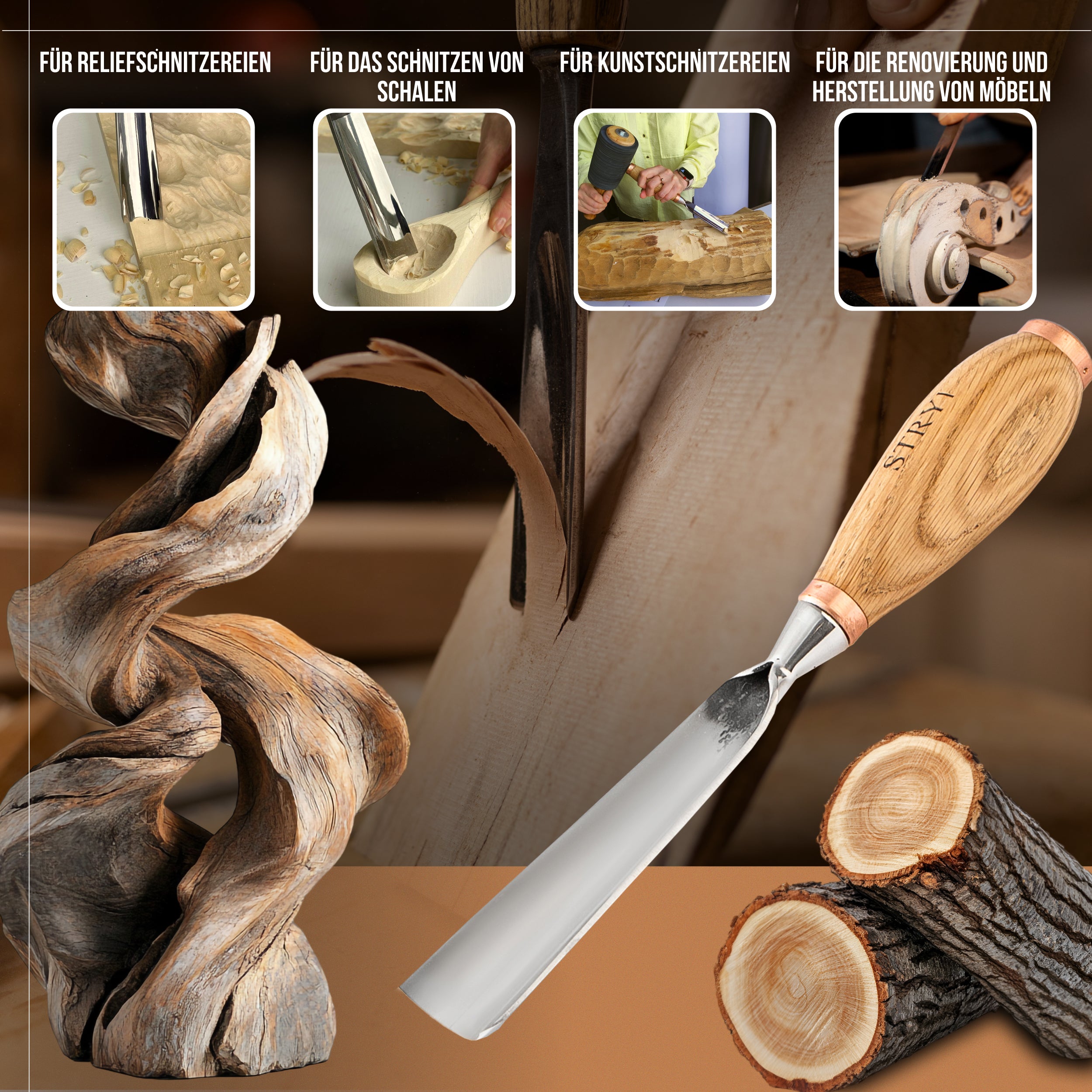 Large sculpture chisel, 8 profile Heavy-duty Gouge, Woodworking tools, Making furniture, Hand woodworking tools