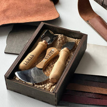 Cargar imagen en el visor de la galería, 3-Piece Leatherworking Knife Set for Professional Leather craft