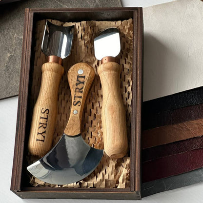 3-Piece Leatherworking Knives Set for Professional Leather craft, Cutting tools