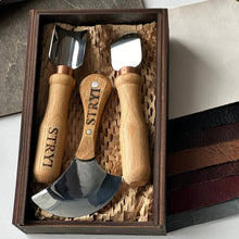 Cargar imagen en el visor de la galería, 3-Piece Leatherworking Knife Set for Professional Leather craft