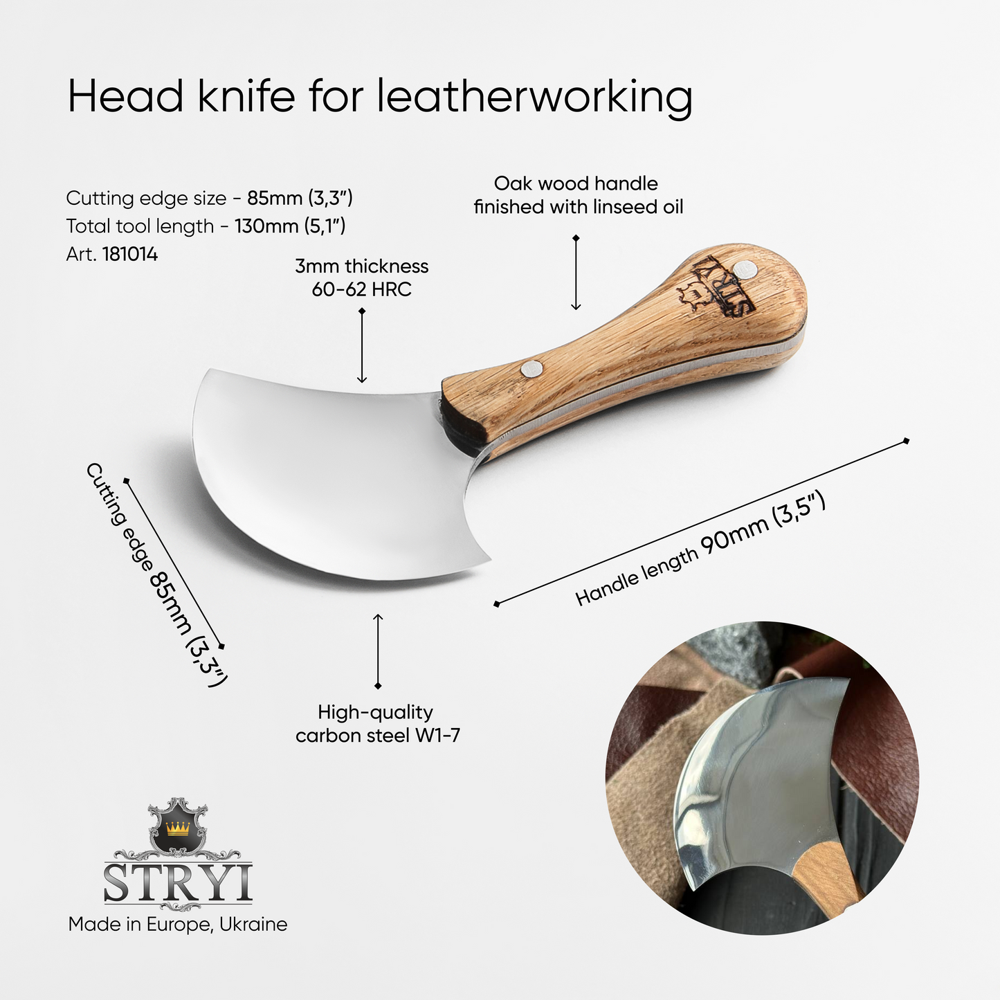 Premium Head Knife for Leatherworking: STRYI Profi, art. 181014