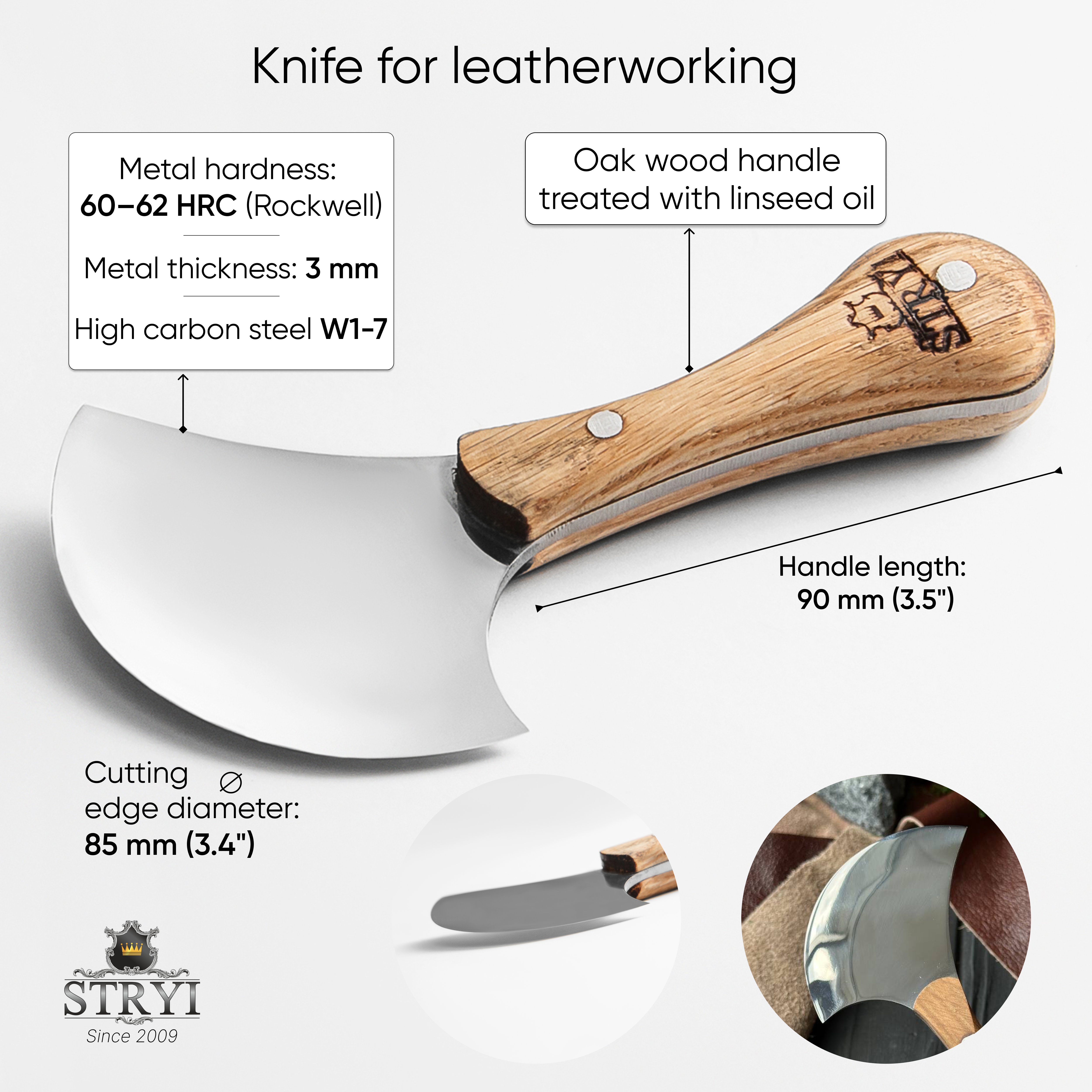 Premium Head Knife for Leatherworking: STRYI Profi, art. 181014