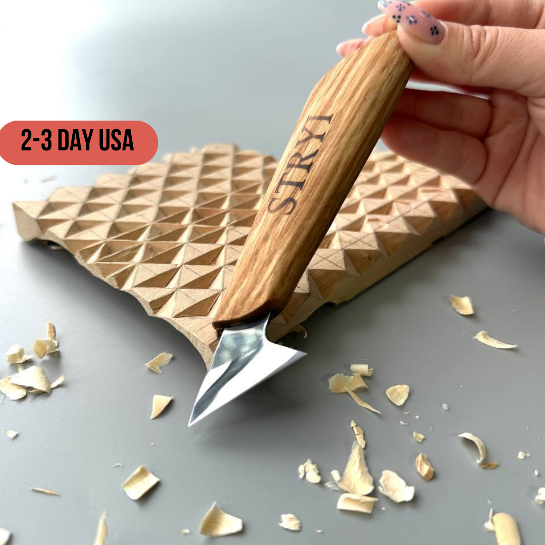 Wood carving knife 35mm STRYI Profi for relief and chip carving, Chip carving knife